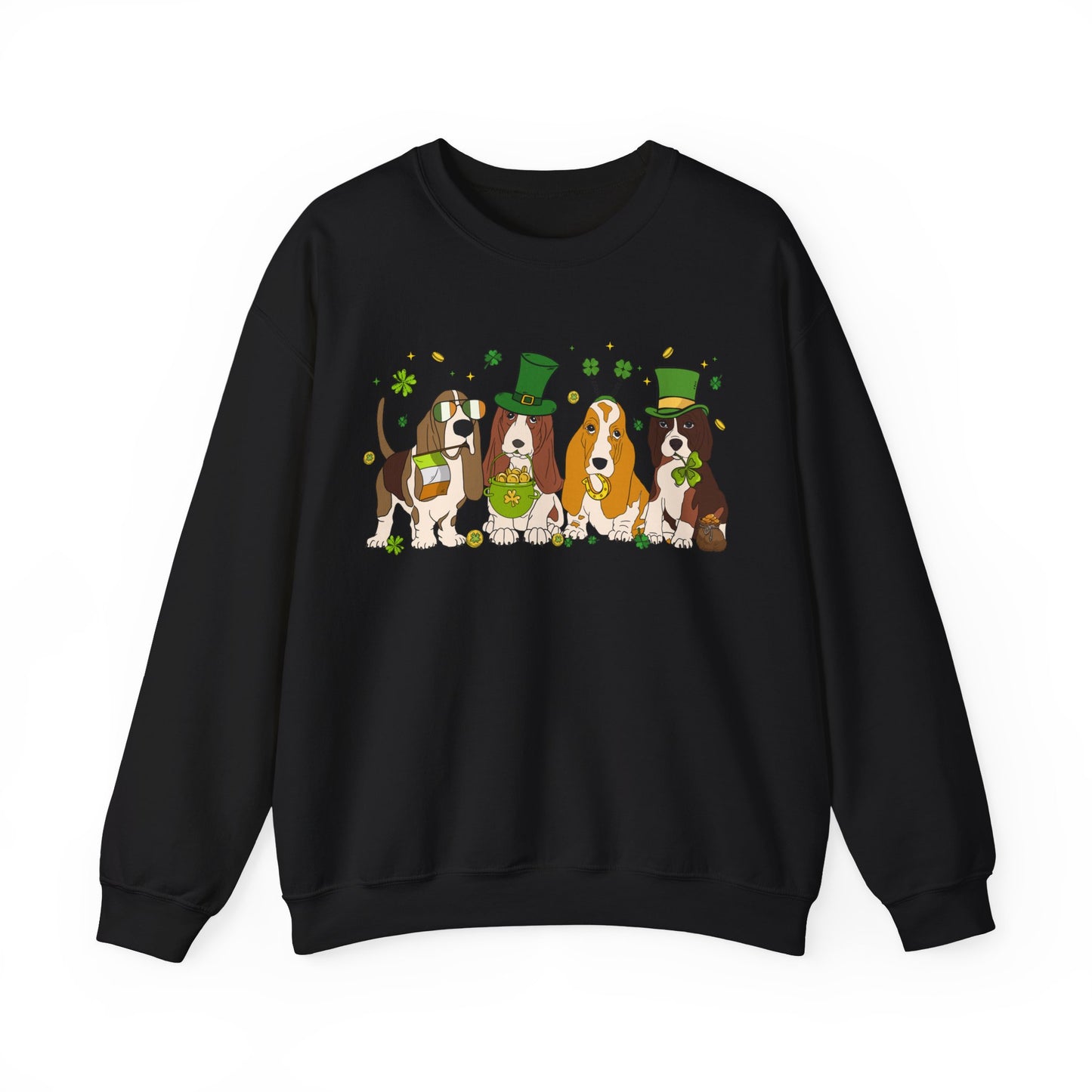 Basset Hound Lover St. Patrick's Day Unisex Crewneck Sweatshirt