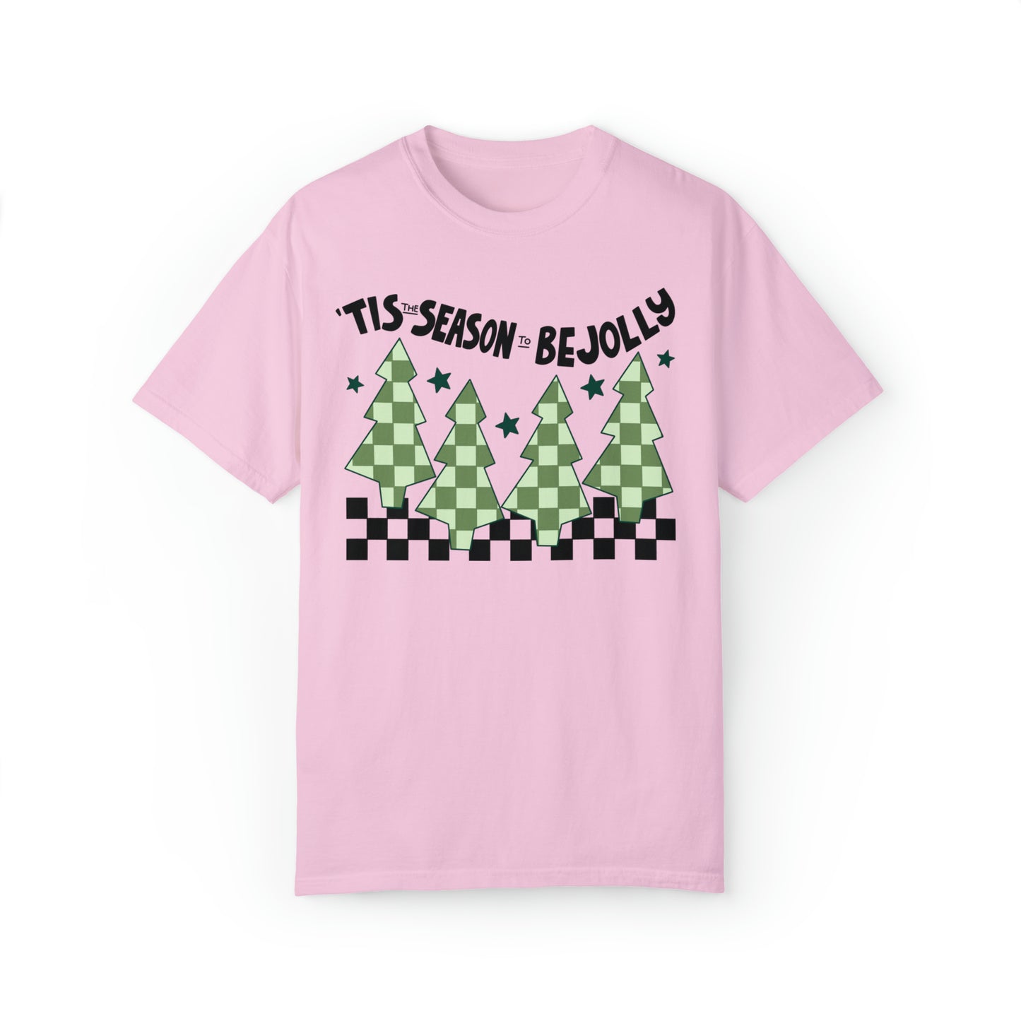 Tis The Season To Be Jolly Checkered Christmas Comfort Colors Unisex Garment-Dyed T-shirt