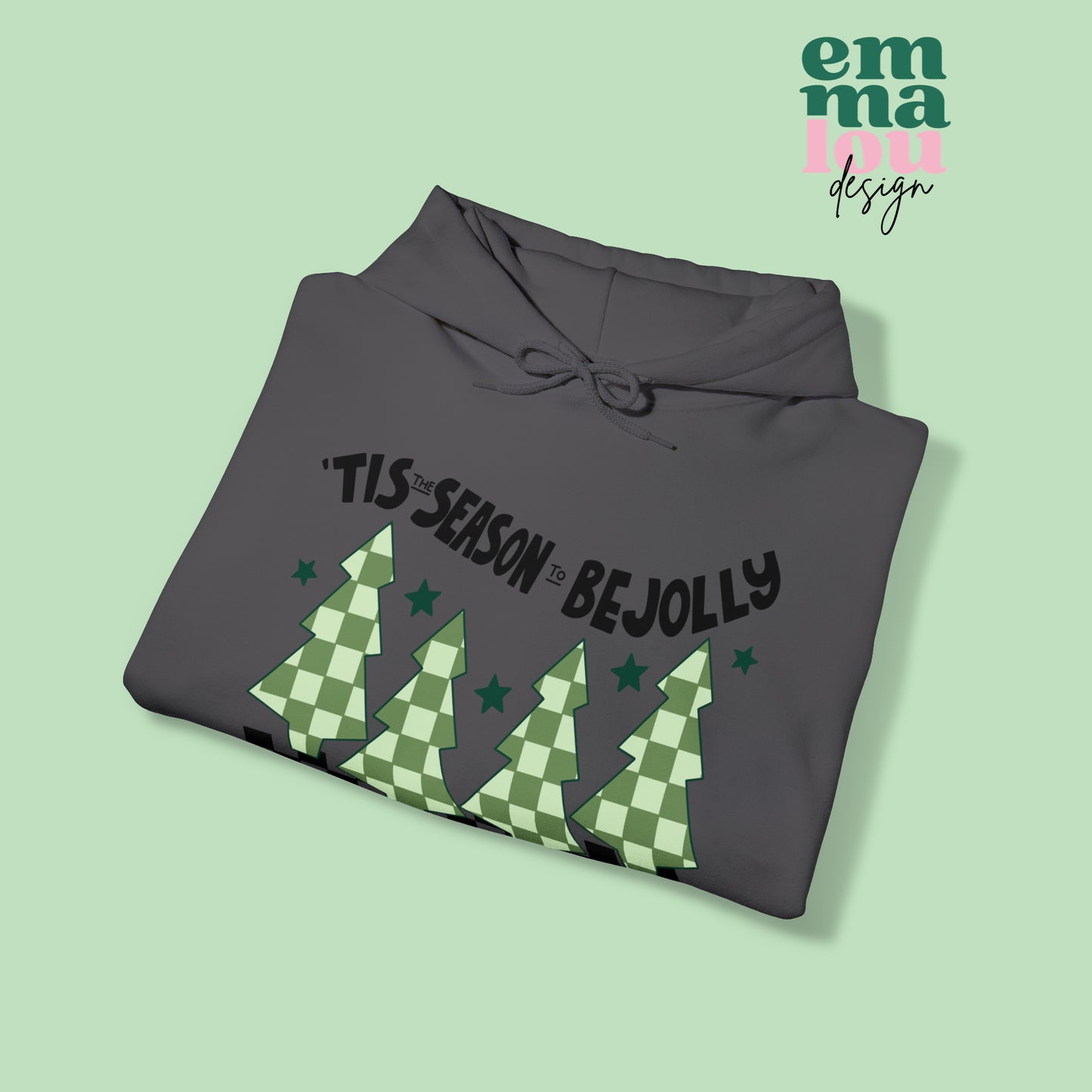 Tis The Season To Be Jolly Checkered Christmas Unisex Hooded Sweatshirt
