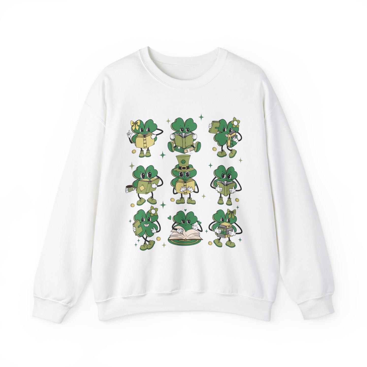 Shamrocks Reading Teacher and Book Lover St. Patrick's Day Unisex Crewneck Sweatshirt
