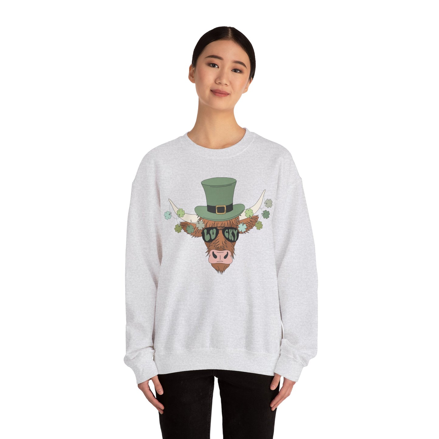 Highland Cow Lover St. Patricks Unisex Crewneck Sweatshirt