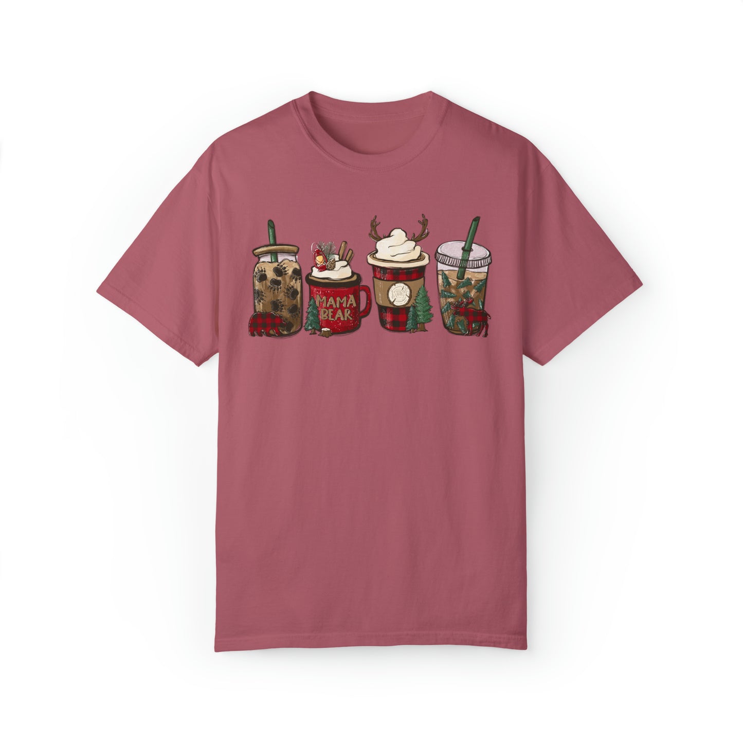 Momma Bear's Mountain Brew Buffalo Plaid Christmas Garment-Dyed T-shirt