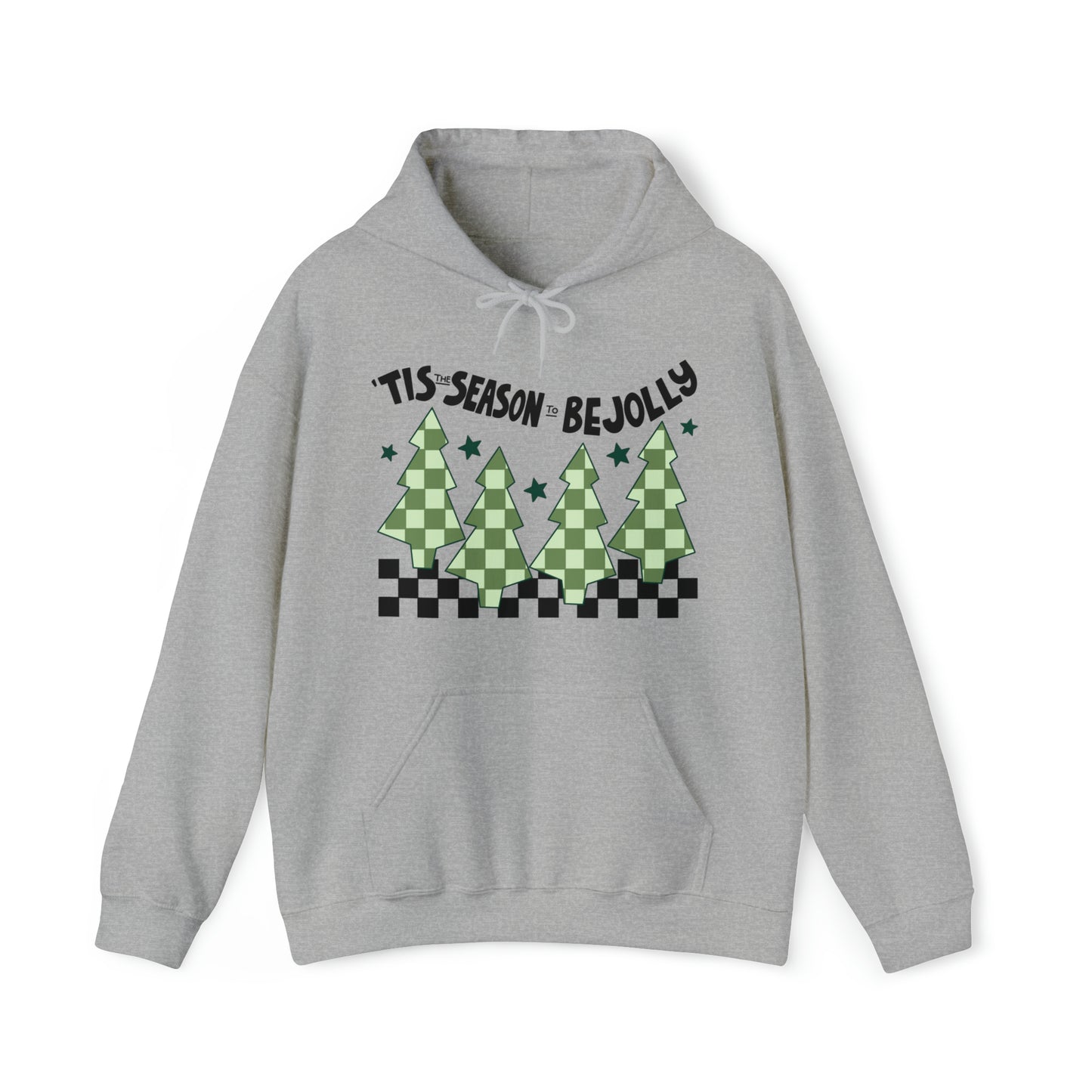 Tis The Season To Be Jolly Checkered Christmas Unisex Hooded Sweatshirt