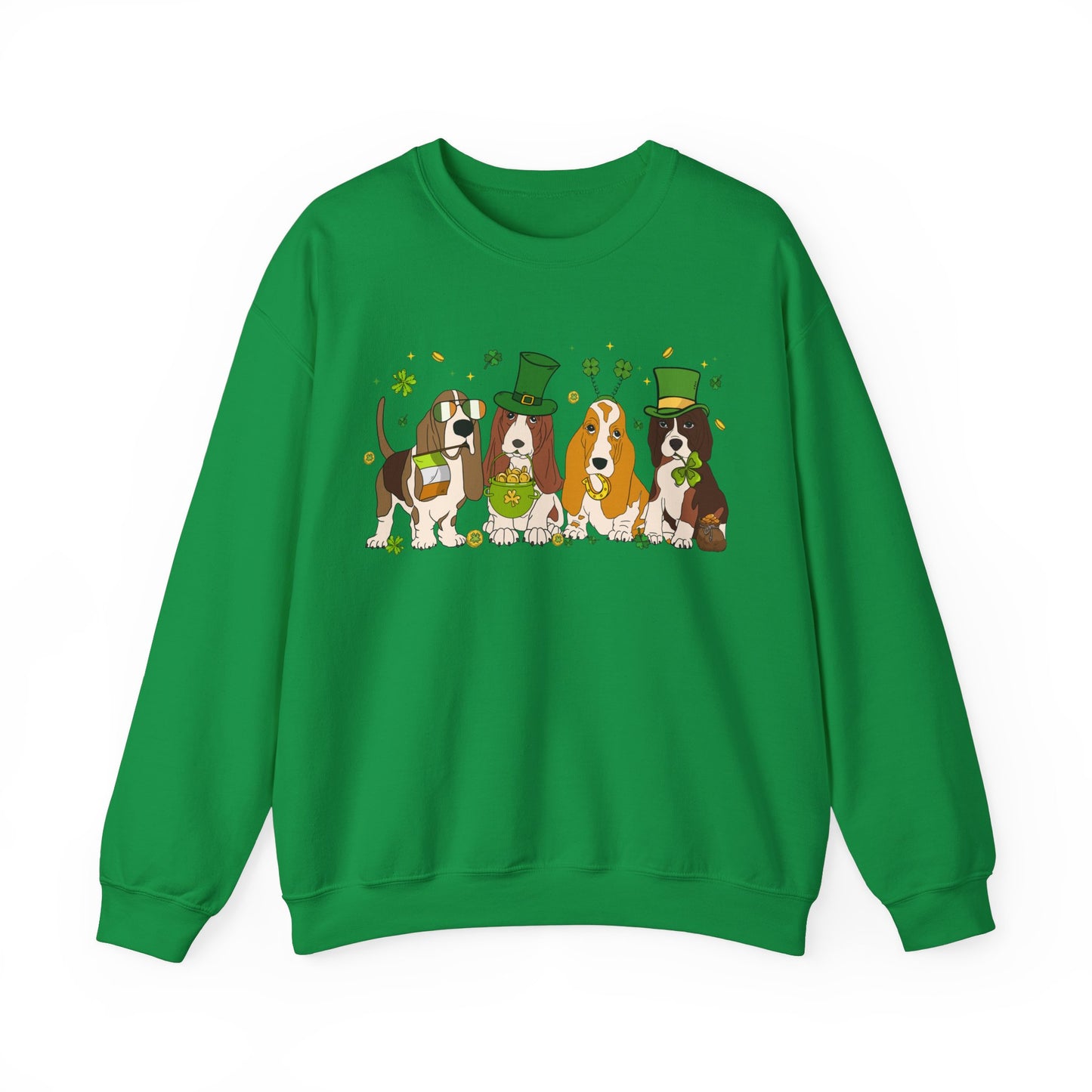 Basset Hound Lover St. Patrick's Day Unisex Crewneck Sweatshirt