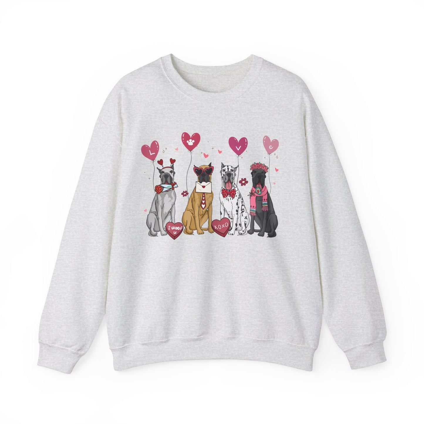 Great Dane Dog Lover Valentines Unisex Crewneck Sweatshirt