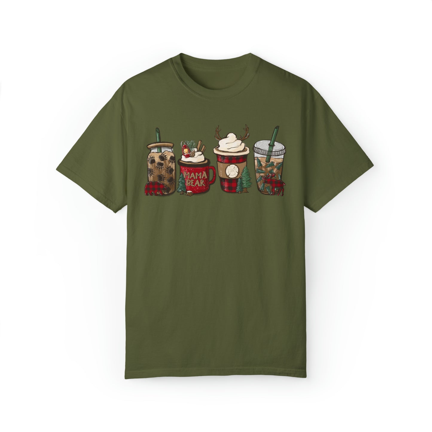 Momma Bear's Mountain Brew Buffalo Plaid Christmas Garment-Dyed T-shirt