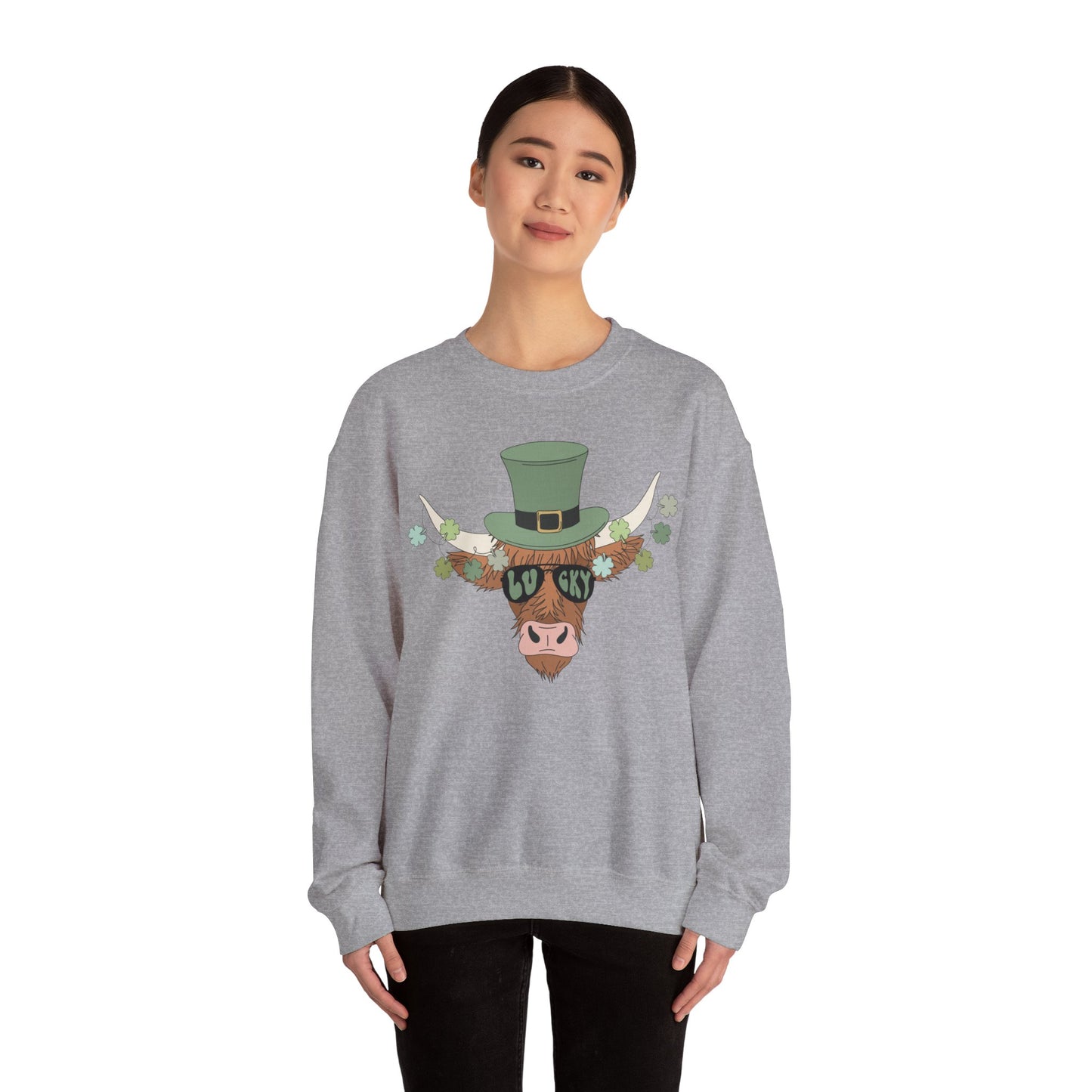 Highland Cow Lover St. Patricks Unisex Crewneck Sweatshirt