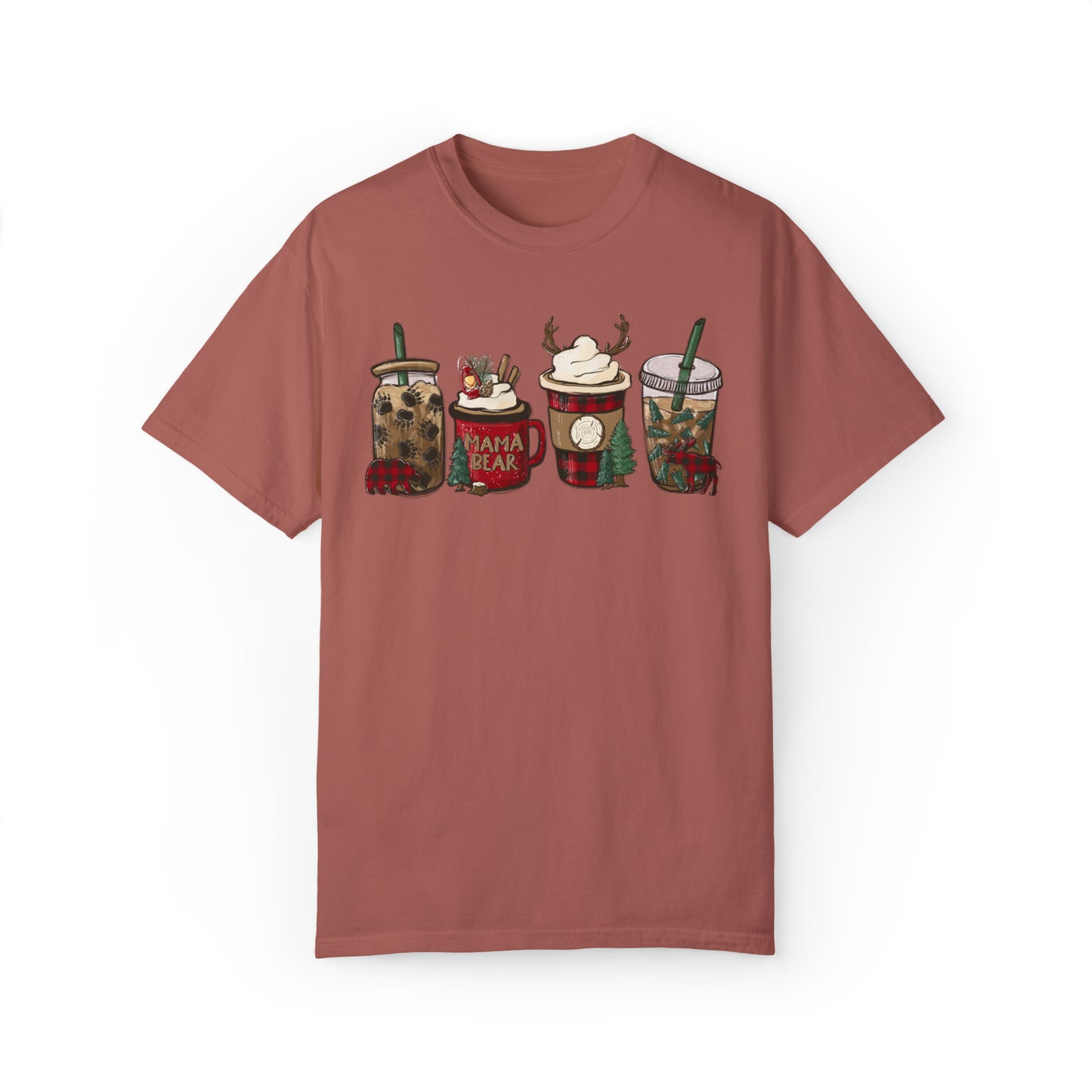 Momma Bear's Mountain Brew Buffalo Plaid Christmas Garment-Dyed T-shirt