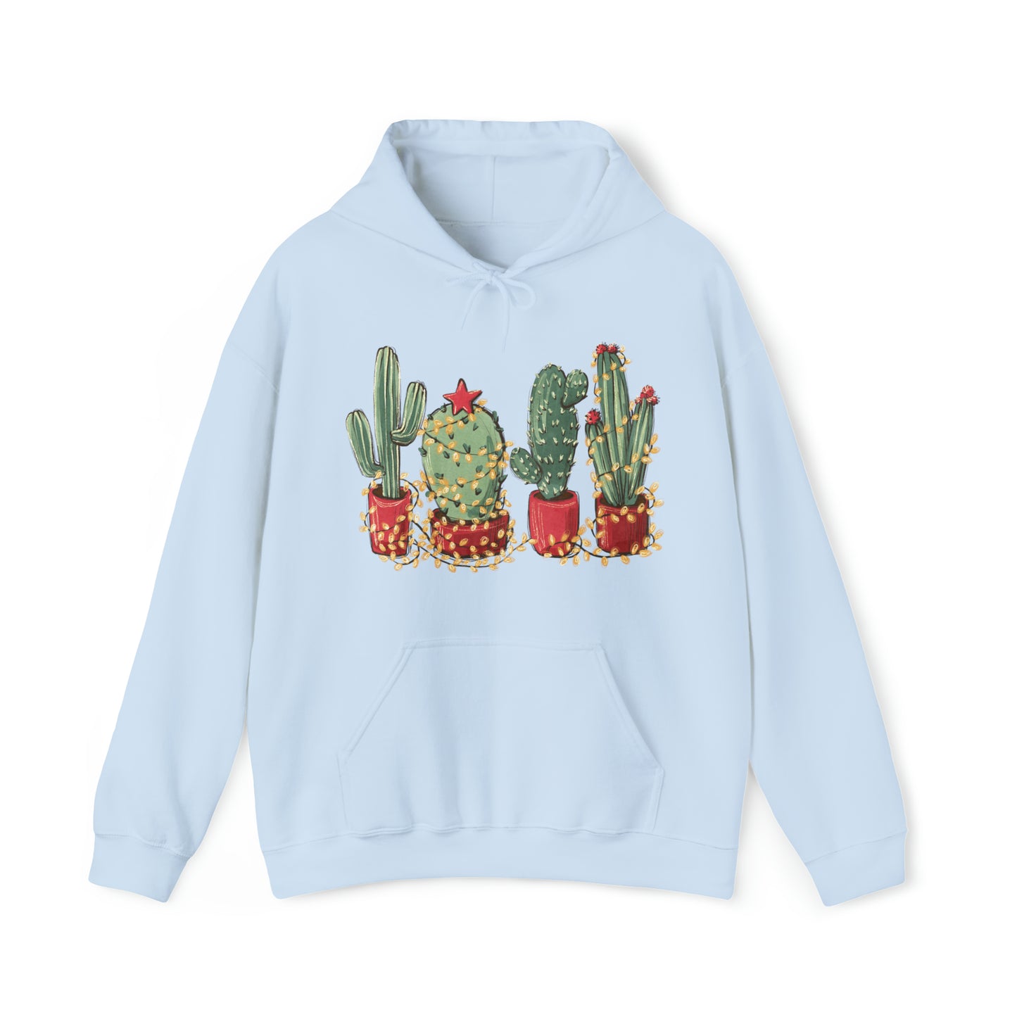 Cactus Christmas Lights Plant Lover Unisex Hooded Sweatshirt