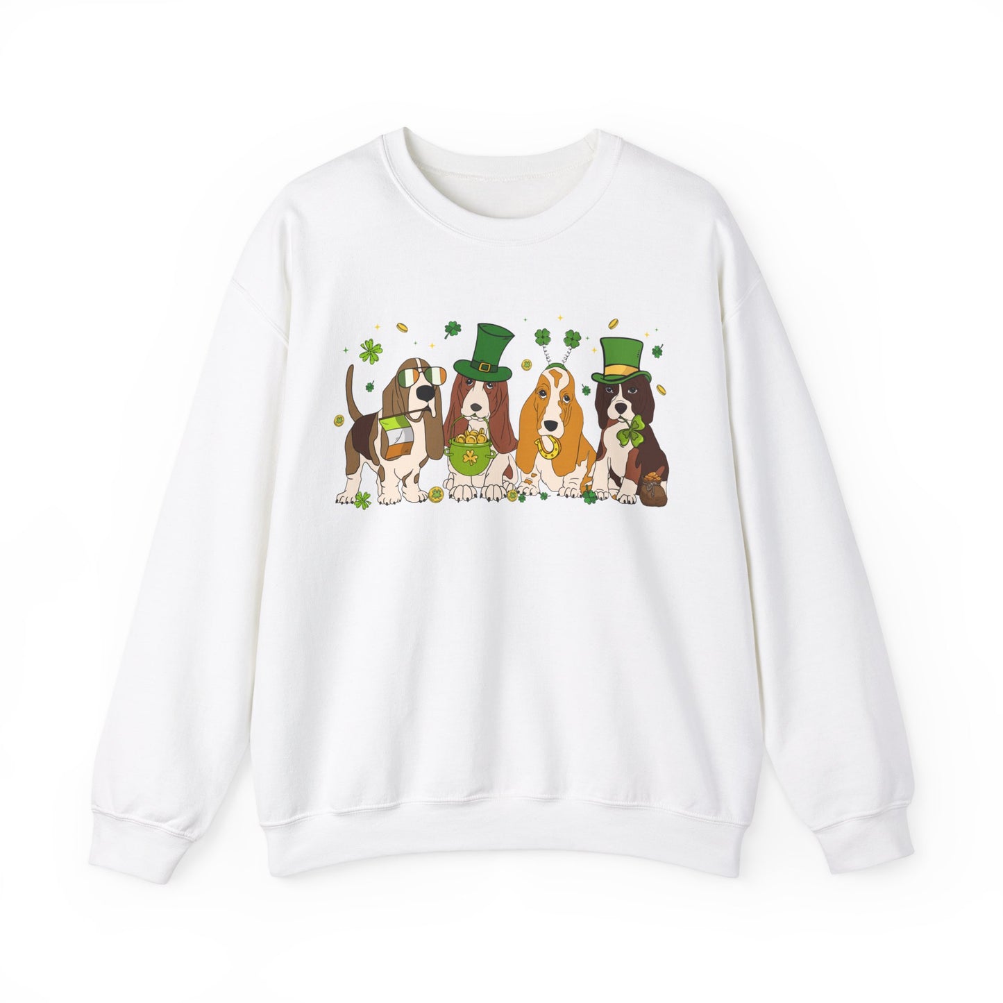 Basset Hound Lover St. Patrick's Day Unisex Crewneck Sweatshirt