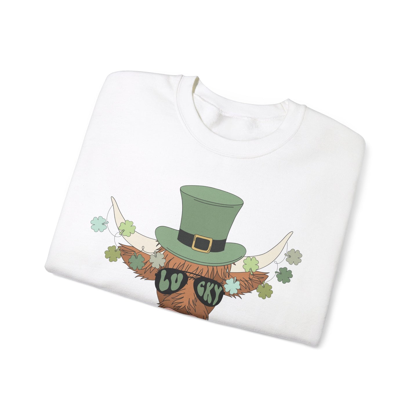 Highland Cow Lover St. Patricks Unisex Crewneck Sweatshirt