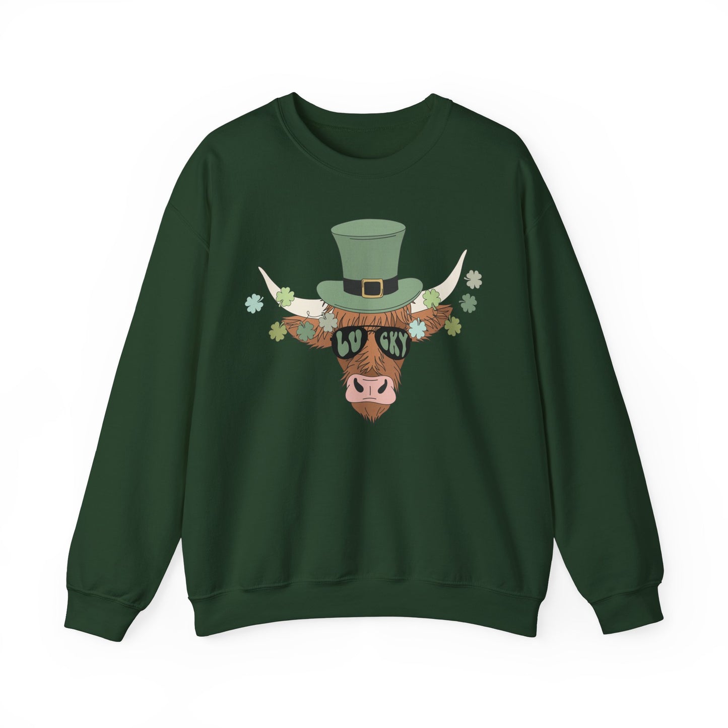 Highland Cow Lover St. Patricks Unisex Crewneck Sweatshirt