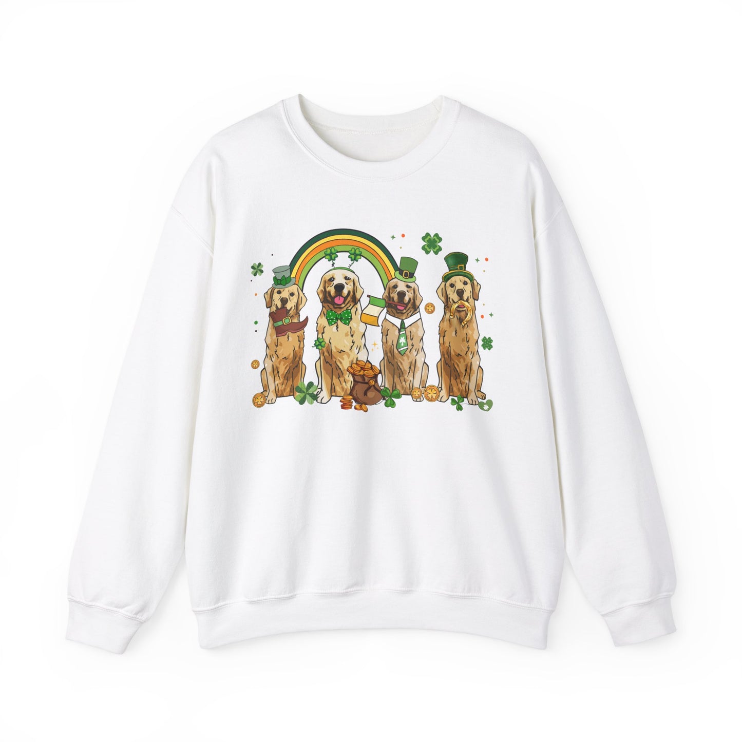Golden Retriever Dog Lover St. Patrick's Day Unisex Crewneck Sweatshirt