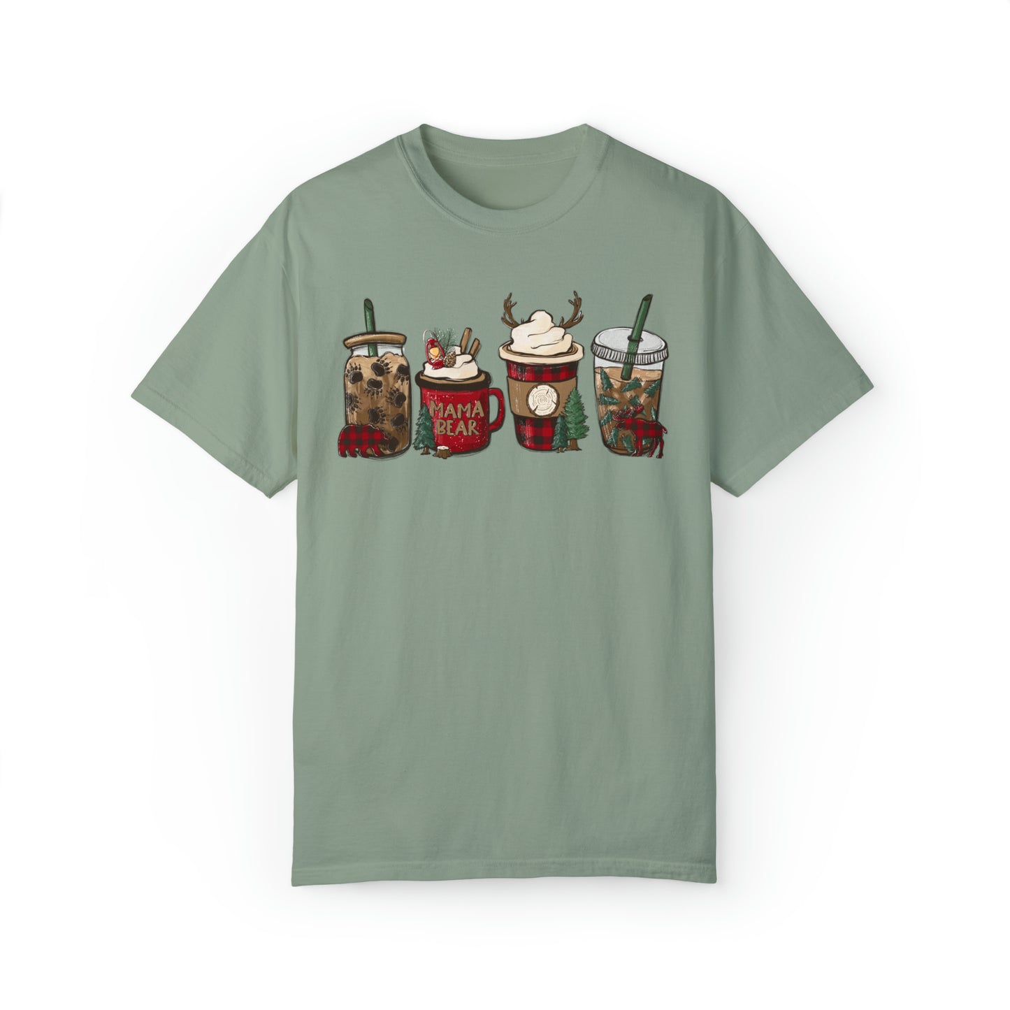 Momma Bear's Mountain Brew Buffalo Plaid Christmas Garment-Dyed T-shirt