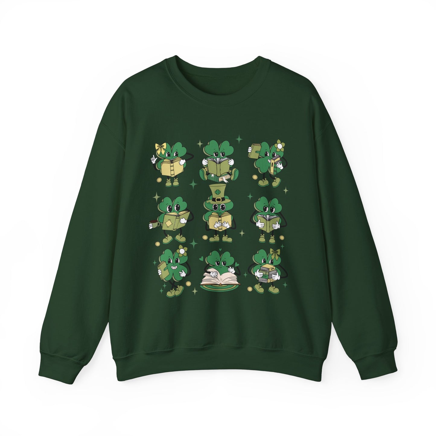 Shamrocks Reading Teacher and Book Lover St. Patrick's Day Unisex Crewneck Sweatshirt