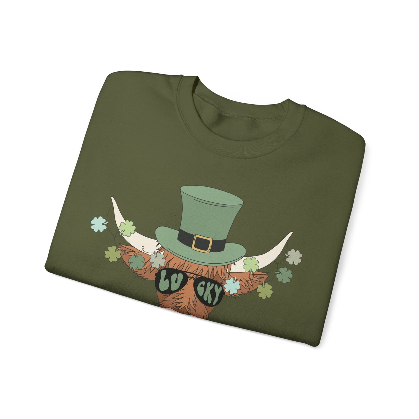 Highland Cow Lover St. Patricks Unisex Crewneck Sweatshirt