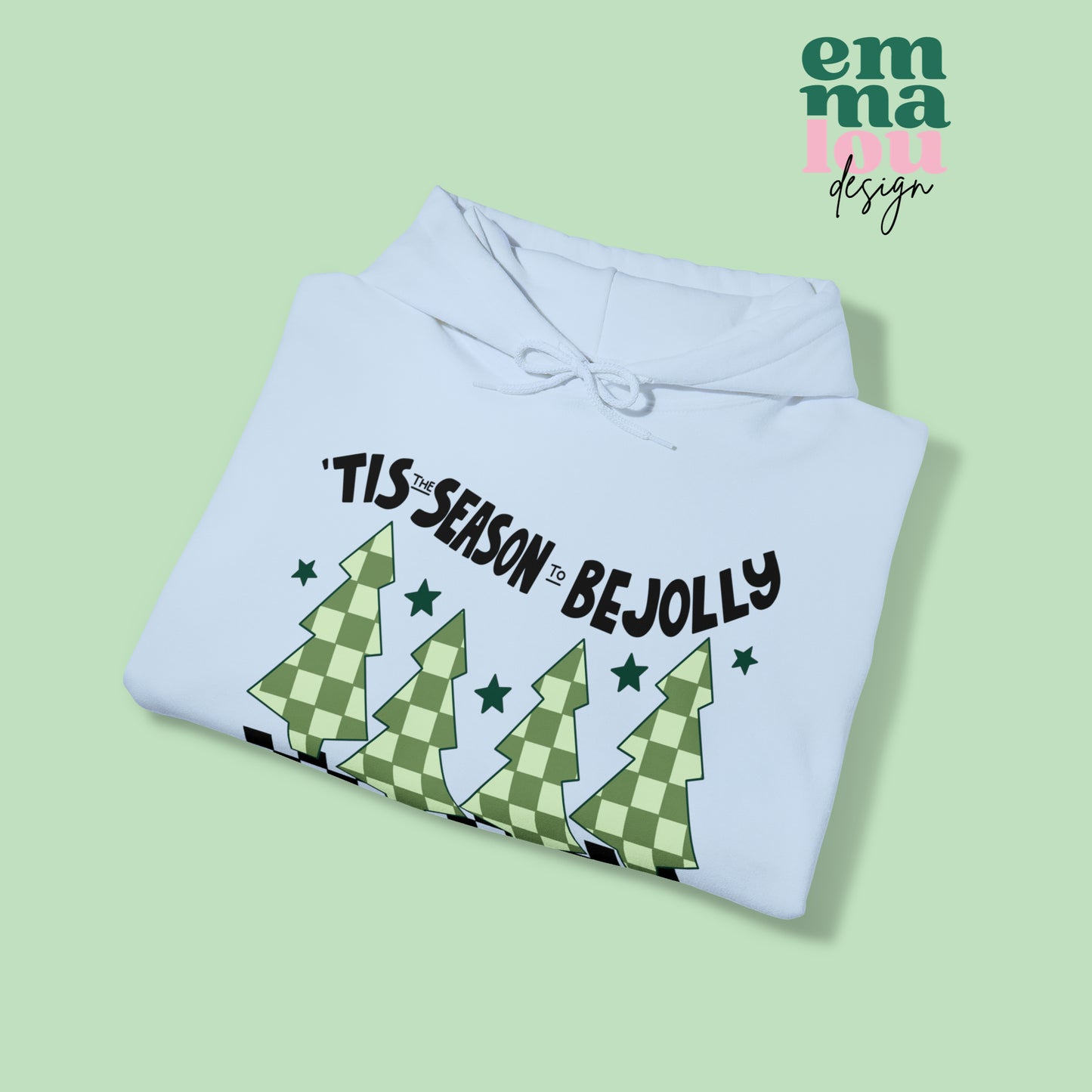 Tis The Season To Be Jolly Checkered Christmas Unisex Hooded Sweatshirt
