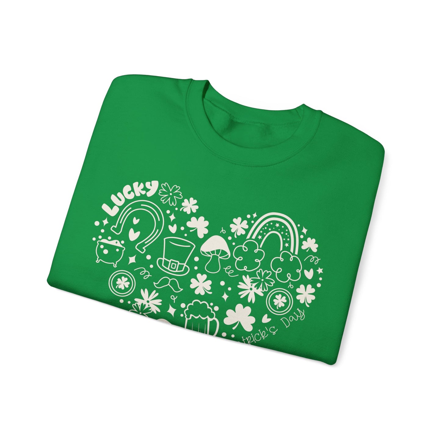 St. Patrick's Day Doodle Heart Unisex Crewneck Sweatshirt