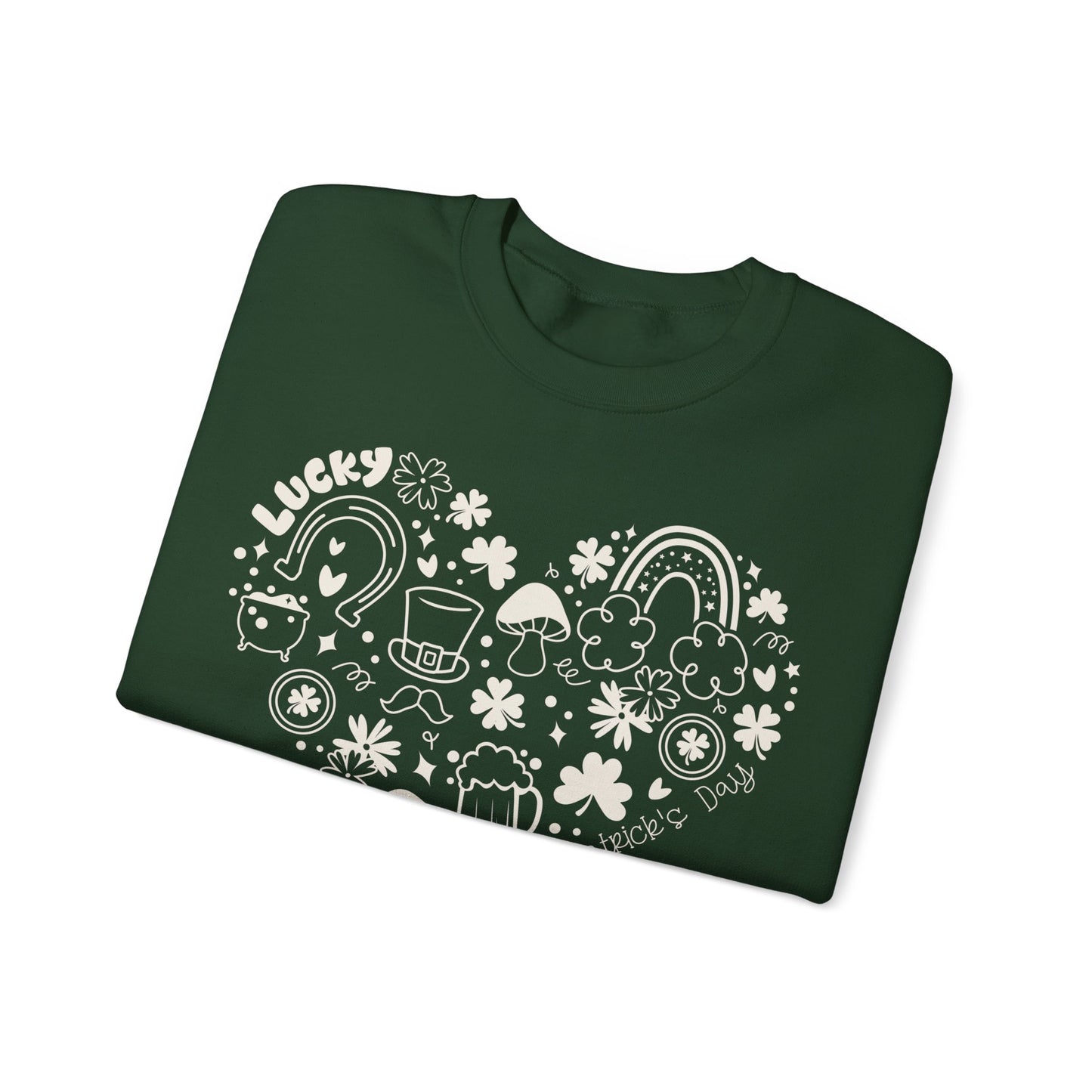 St. Patrick's Day Doodle Heart Unisex Crewneck Sweatshirt