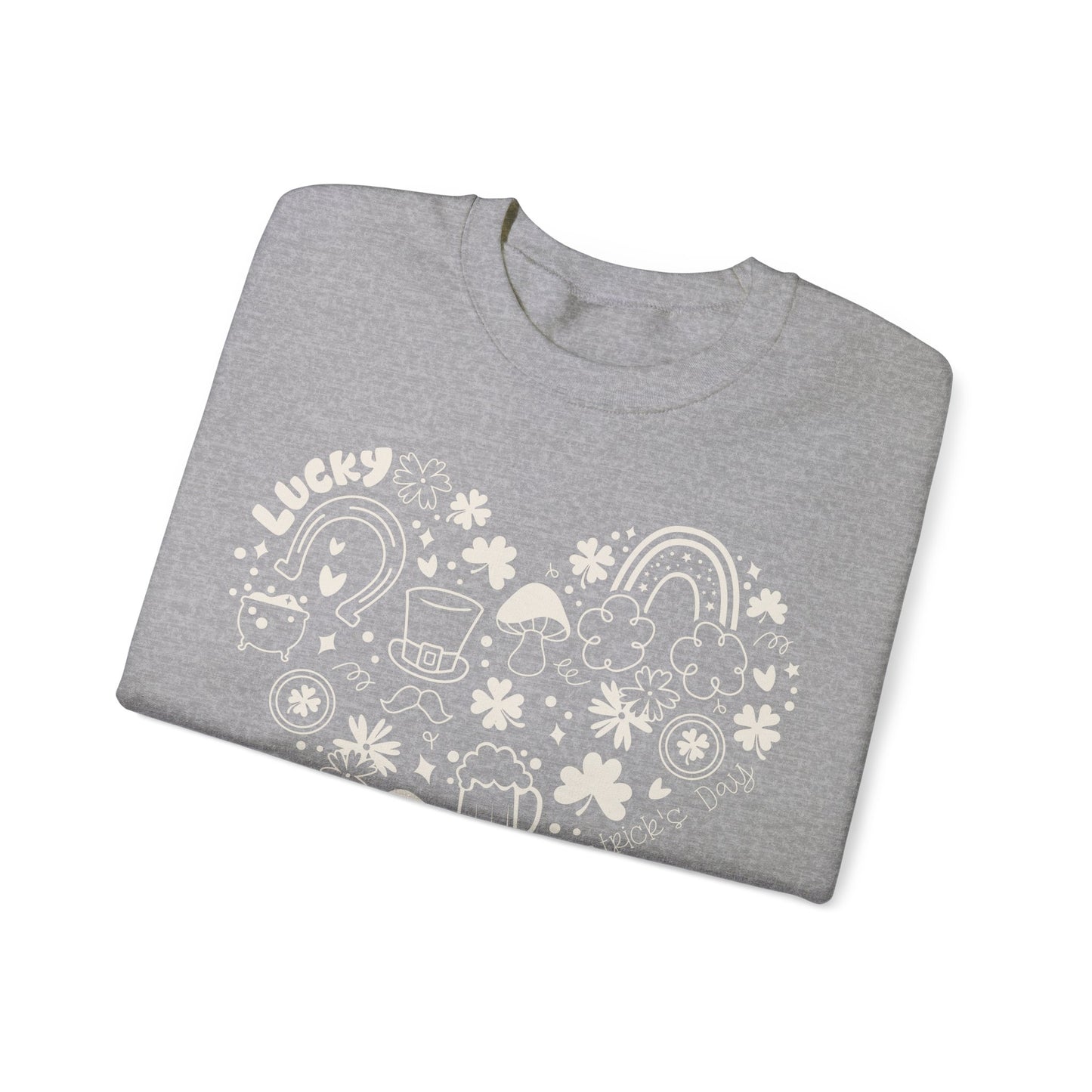 St. Patrick's Day Doodle Heart Unisex Crewneck Sweatshirt