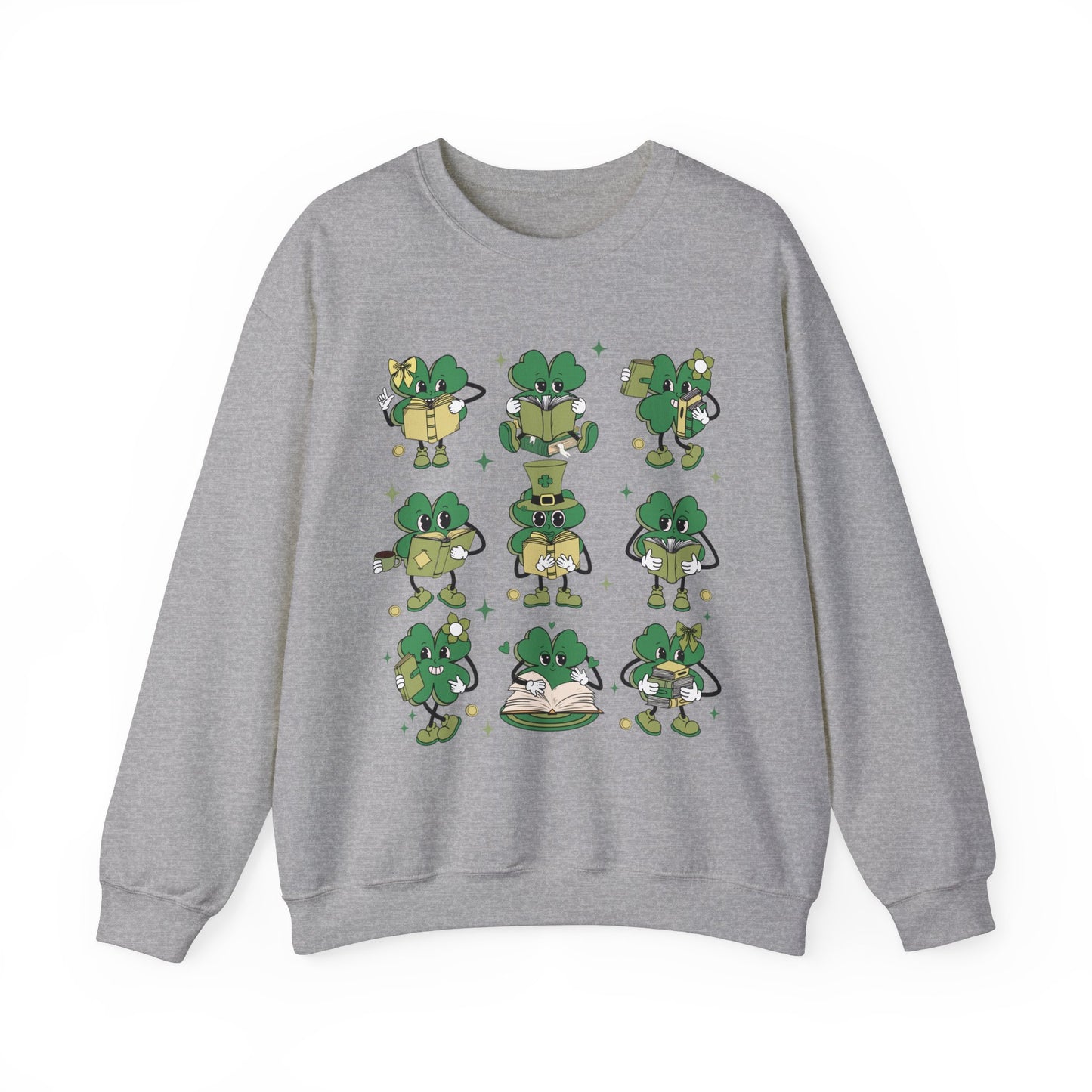 Shamrocks Reading Teacher and Book Lover St. Patrick's Day Unisex Crewneck Sweatshirt