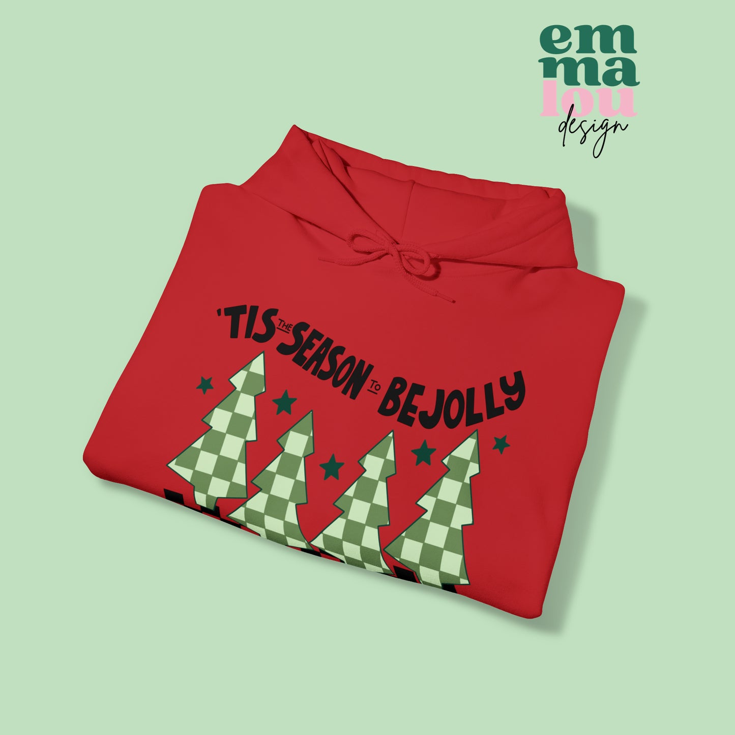 Tis The Season To Be Jolly Checkered Christmas Unisex Hooded Sweatshirt