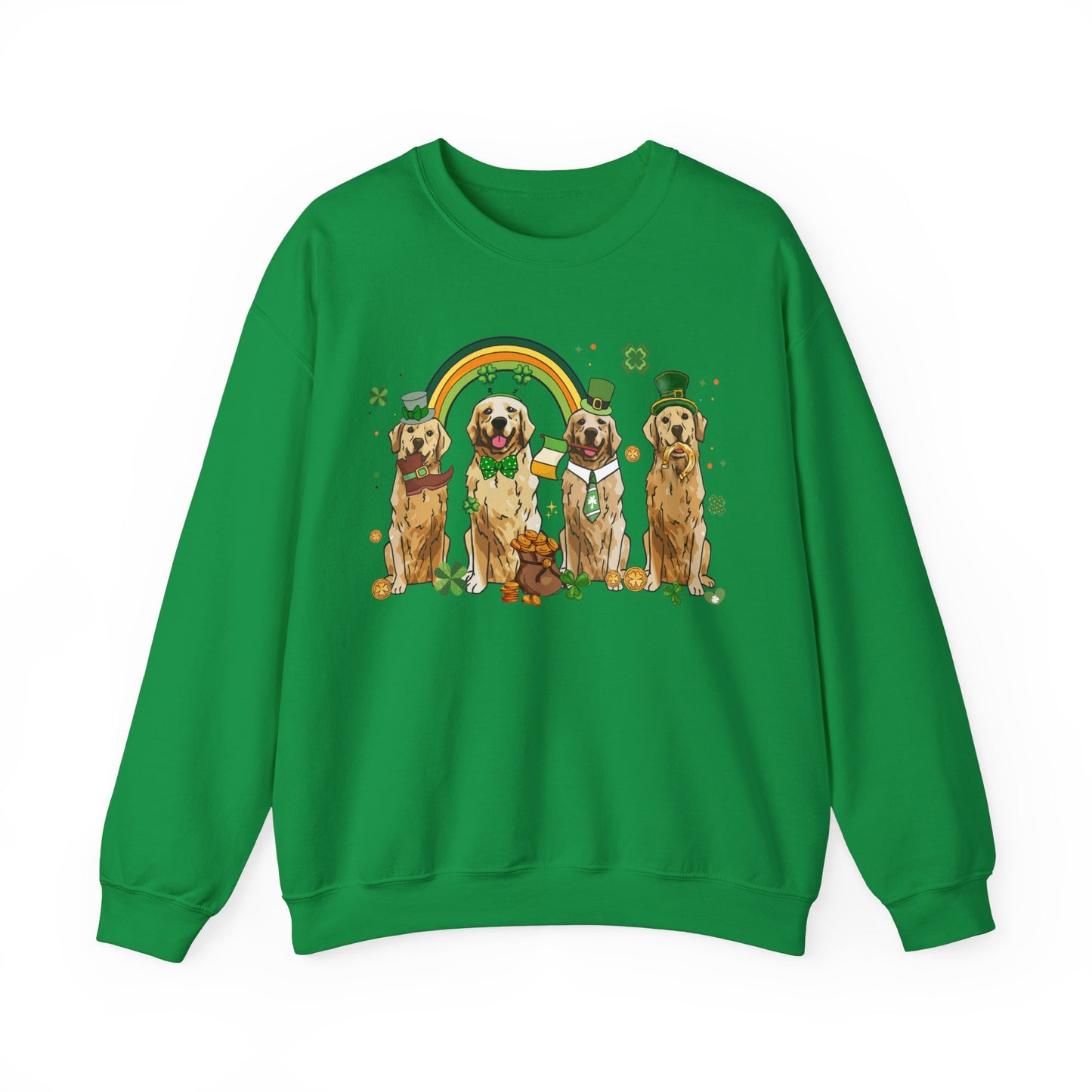 Golden Retriever Dog Lover St. Patrick's Day Unisex Crewneck Sweatshirt