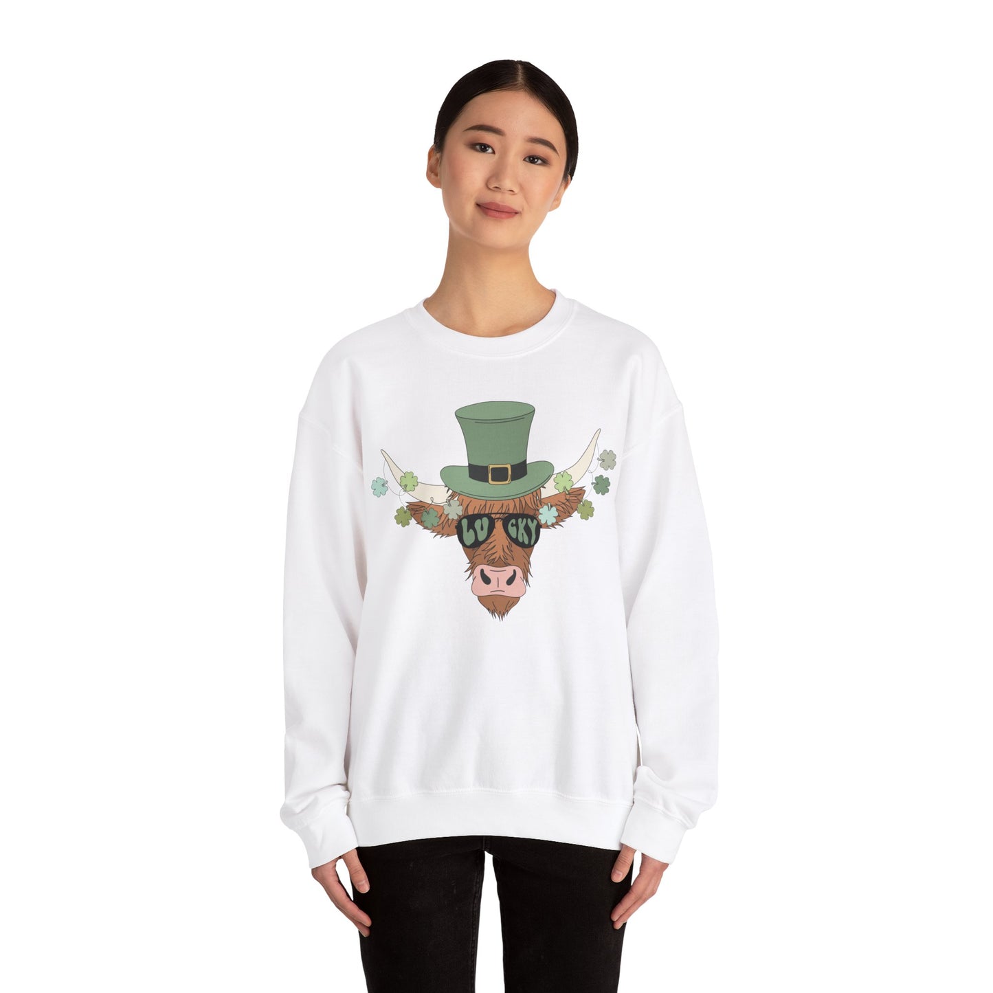 Highland Cow Lover St. Patricks Unisex Crewneck Sweatshirt