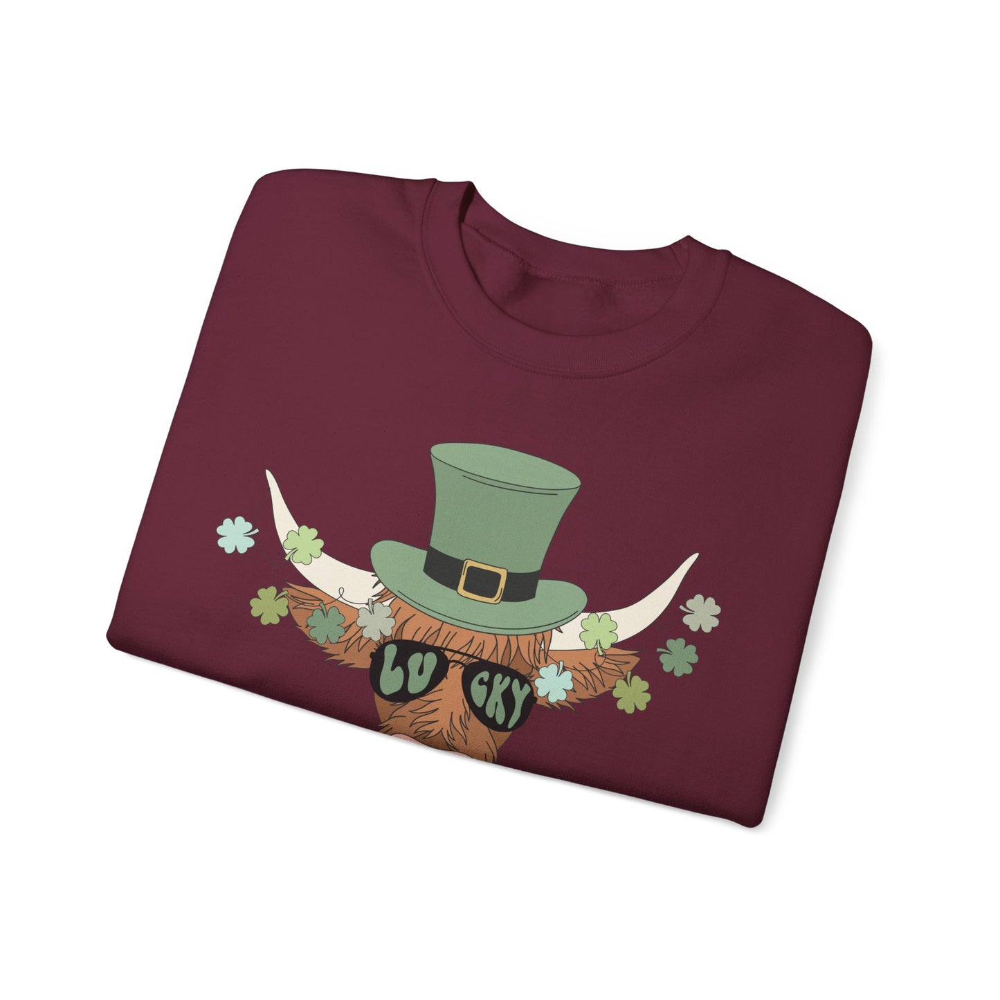 Highland Cow Lover St. Patricks Unisex Crewneck Sweatshirt