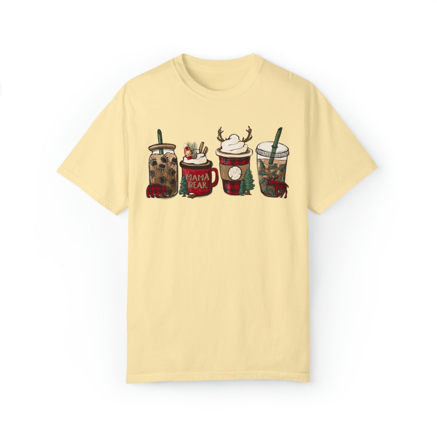 Momma Bear's Mountain Brew Buffalo Plaid Christmas Garment-Dyed T-shirt