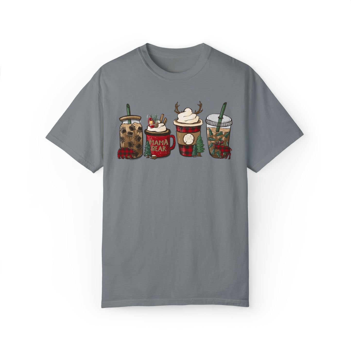 Momma Bear's Mountain Brew Buffalo Plaid Christmas Garment-Dyed T-shirt
