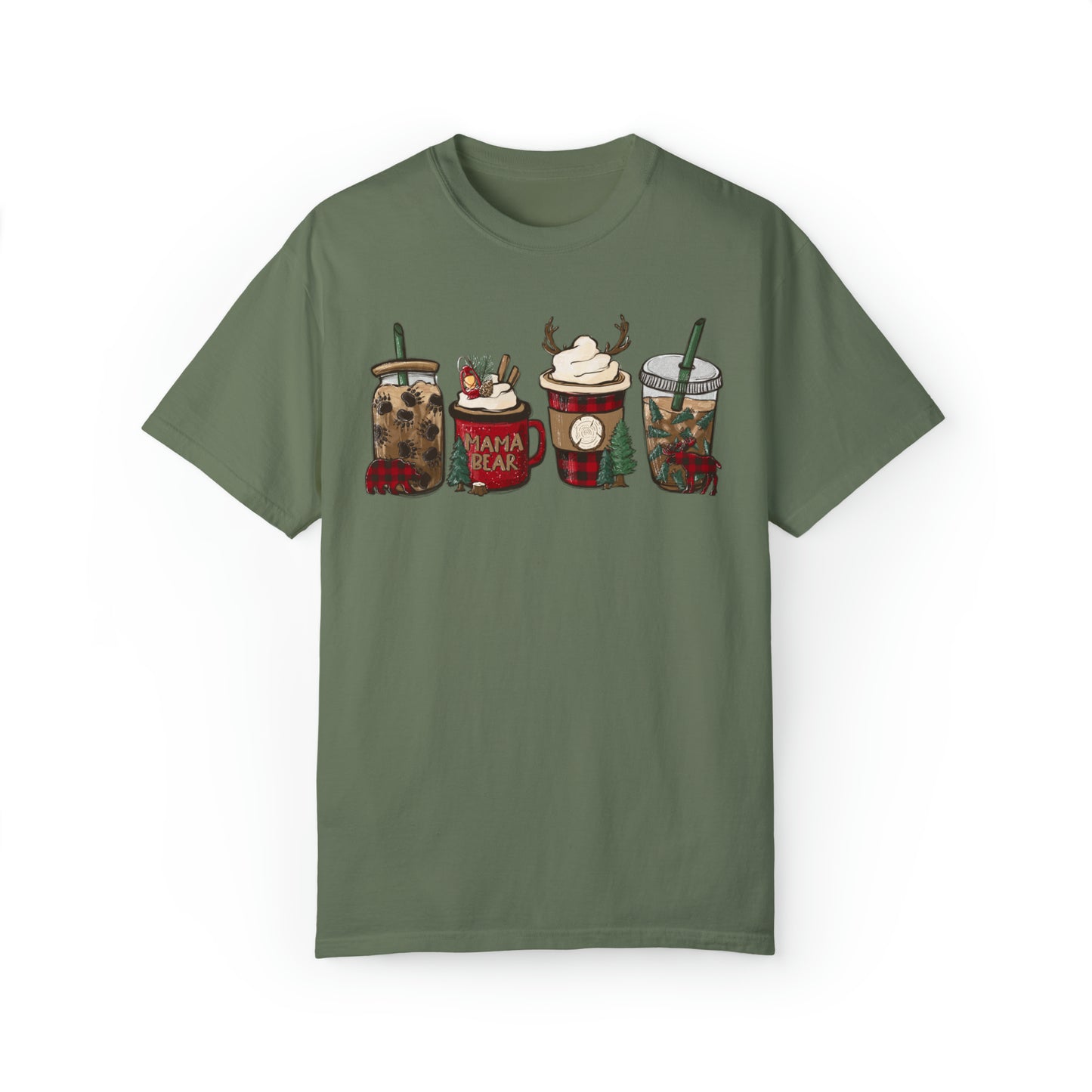 Momma Bear's Mountain Brew Buffalo Plaid Christmas Garment-Dyed T-shirt