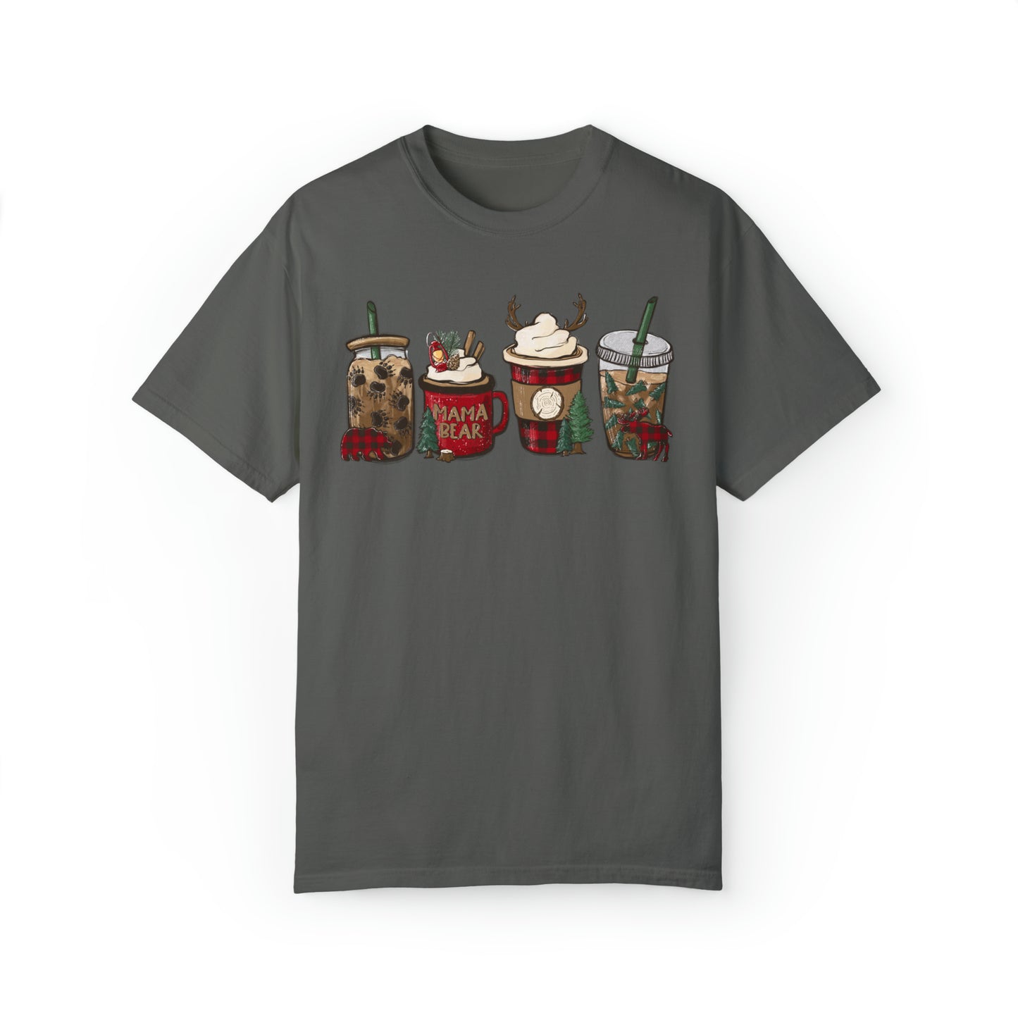 Momma Bear's Mountain Brew Buffalo Plaid Christmas Garment-Dyed T-shirt