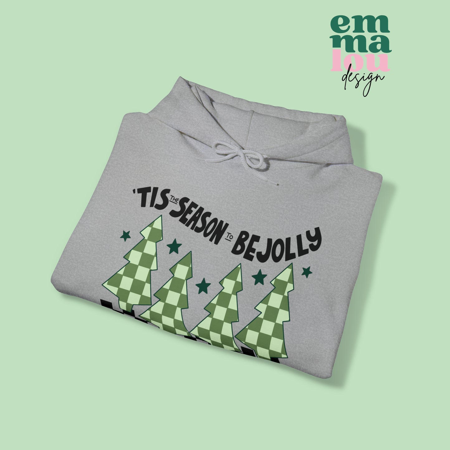 Tis The Season To Be Jolly Checkered Christmas Unisex Hooded Sweatshirt