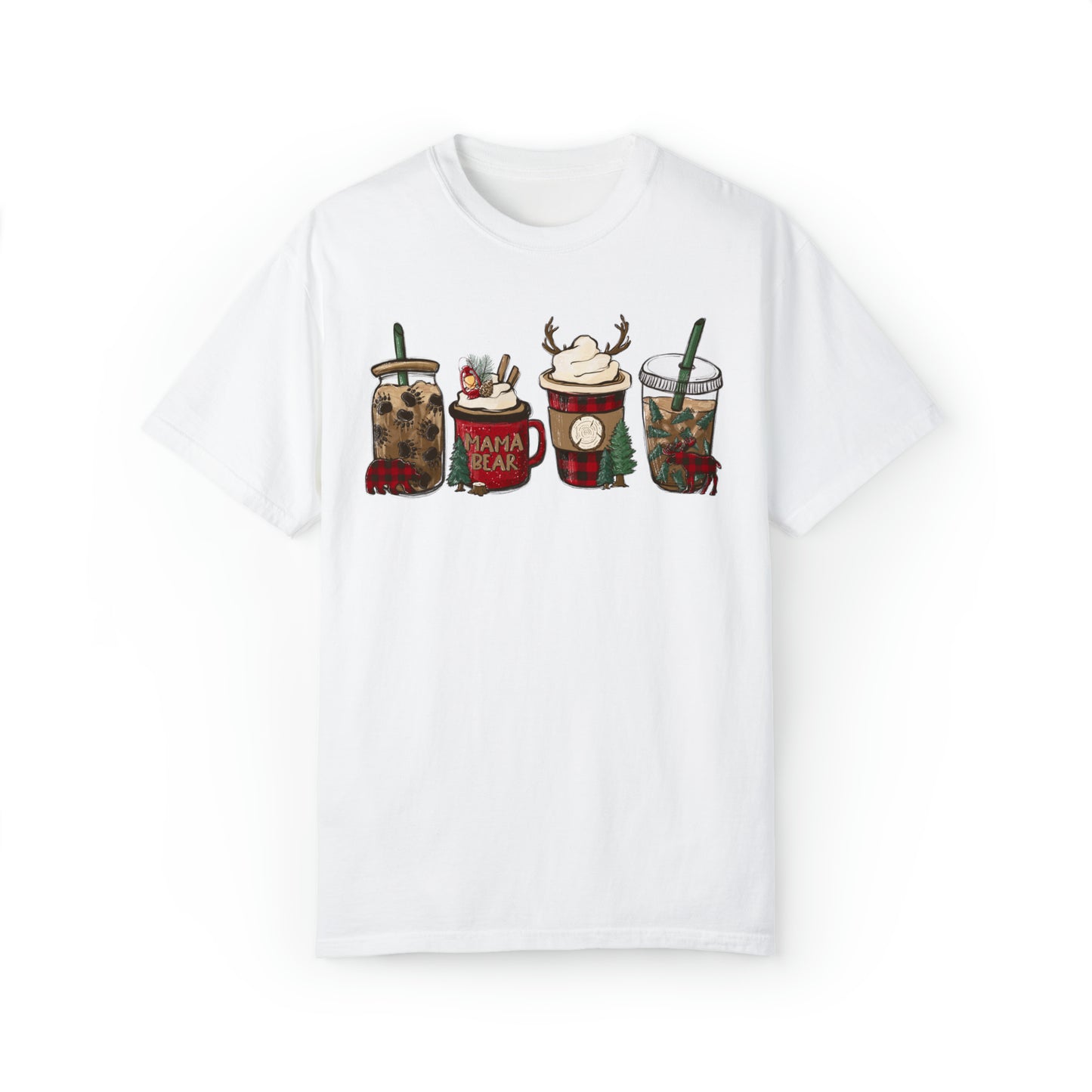 Momma Bear's Mountain Brew Buffalo Plaid Christmas Garment-Dyed T-shirt