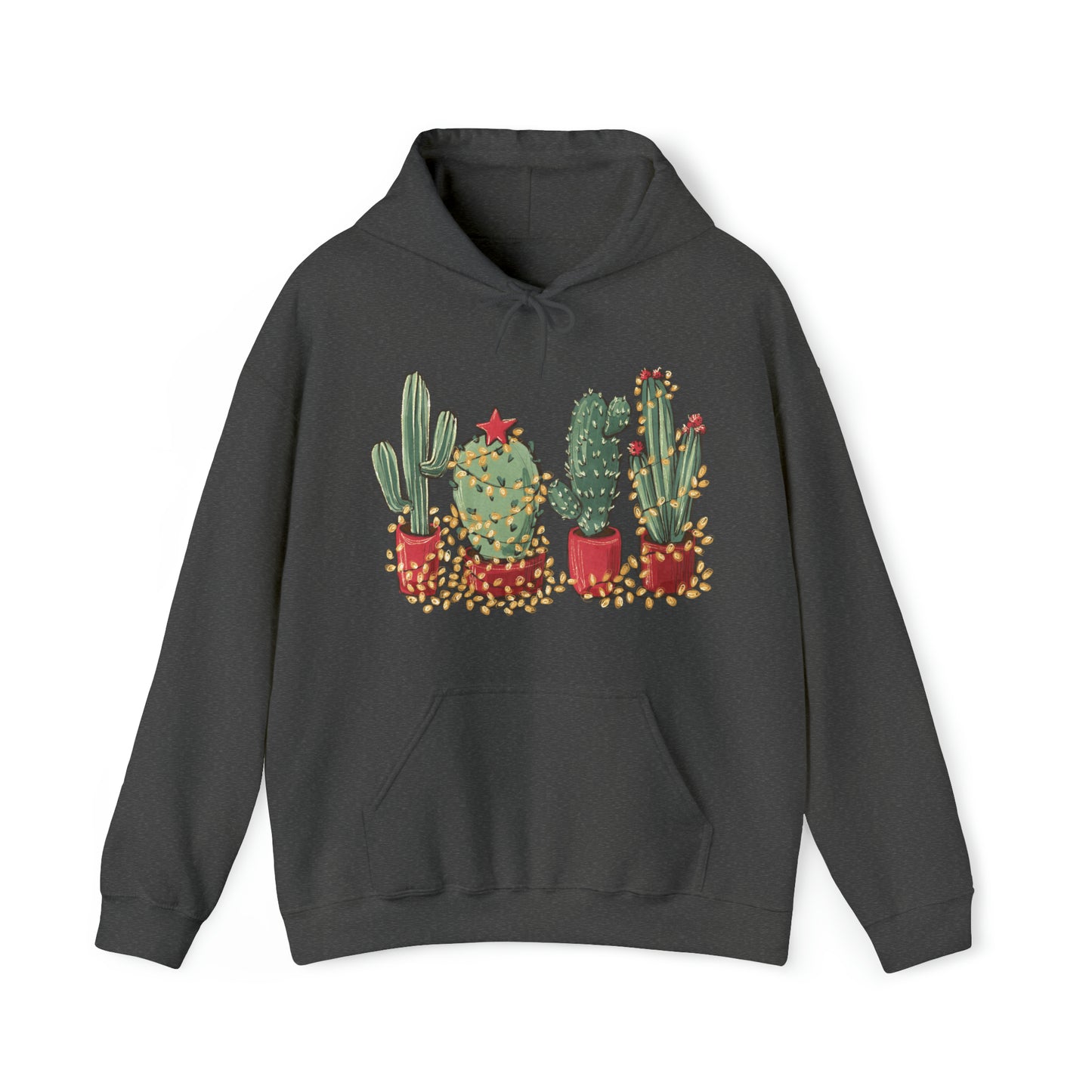 Cactus Christmas Lights Plant Lover Unisex Hooded Sweatshirt