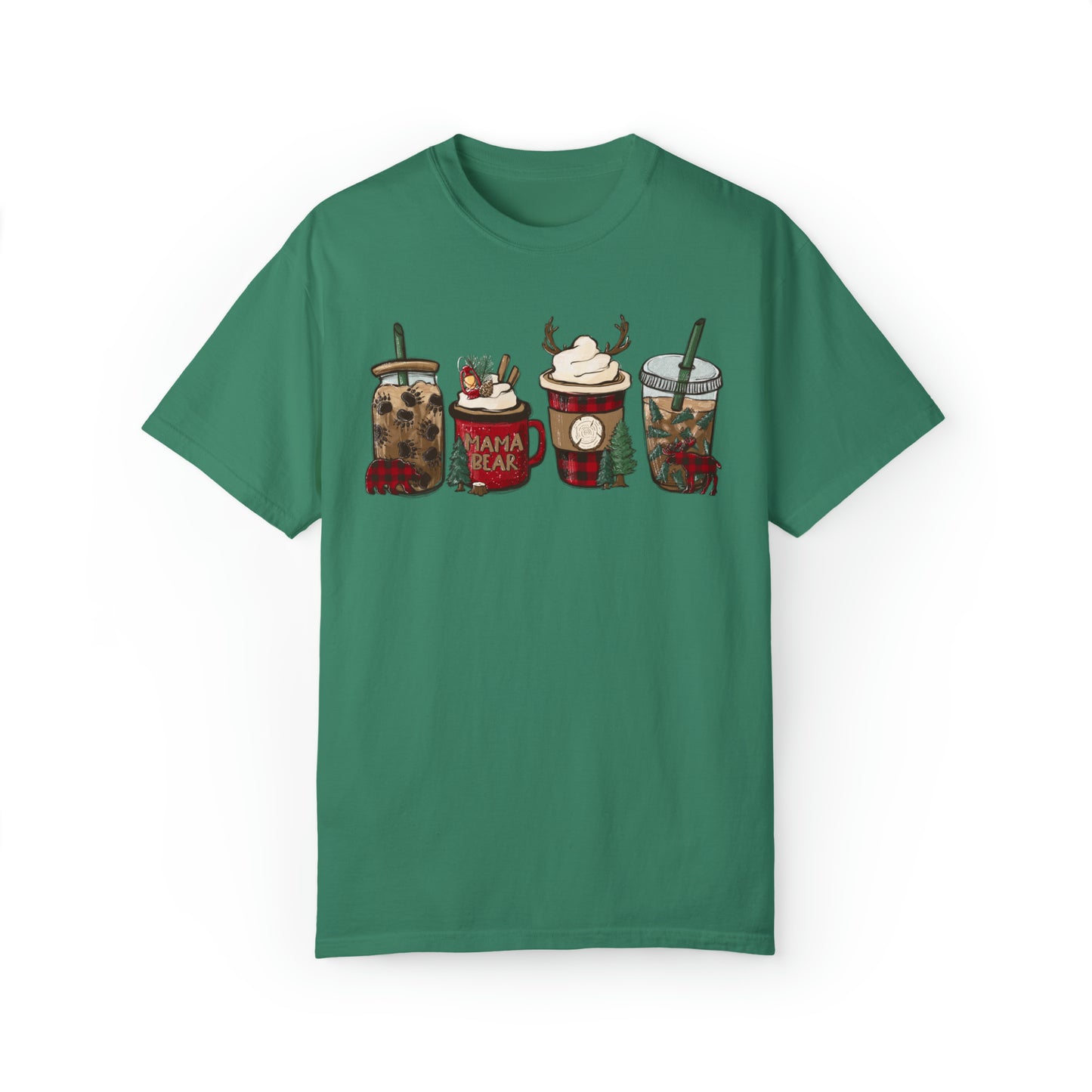 Momma Bear's Mountain Brew Buffalo Plaid Christmas Garment-Dyed T-shirt