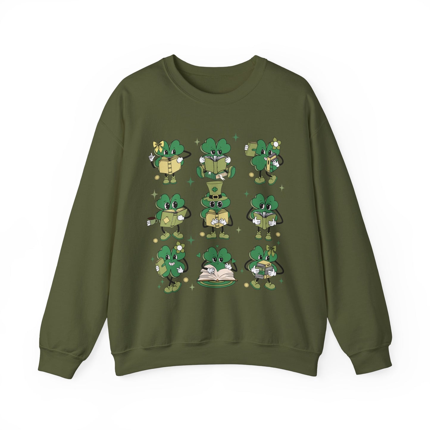 Shamrocks Reading Teacher and Book Lover St. Patrick's Day Unisex Crewneck Sweatshirt