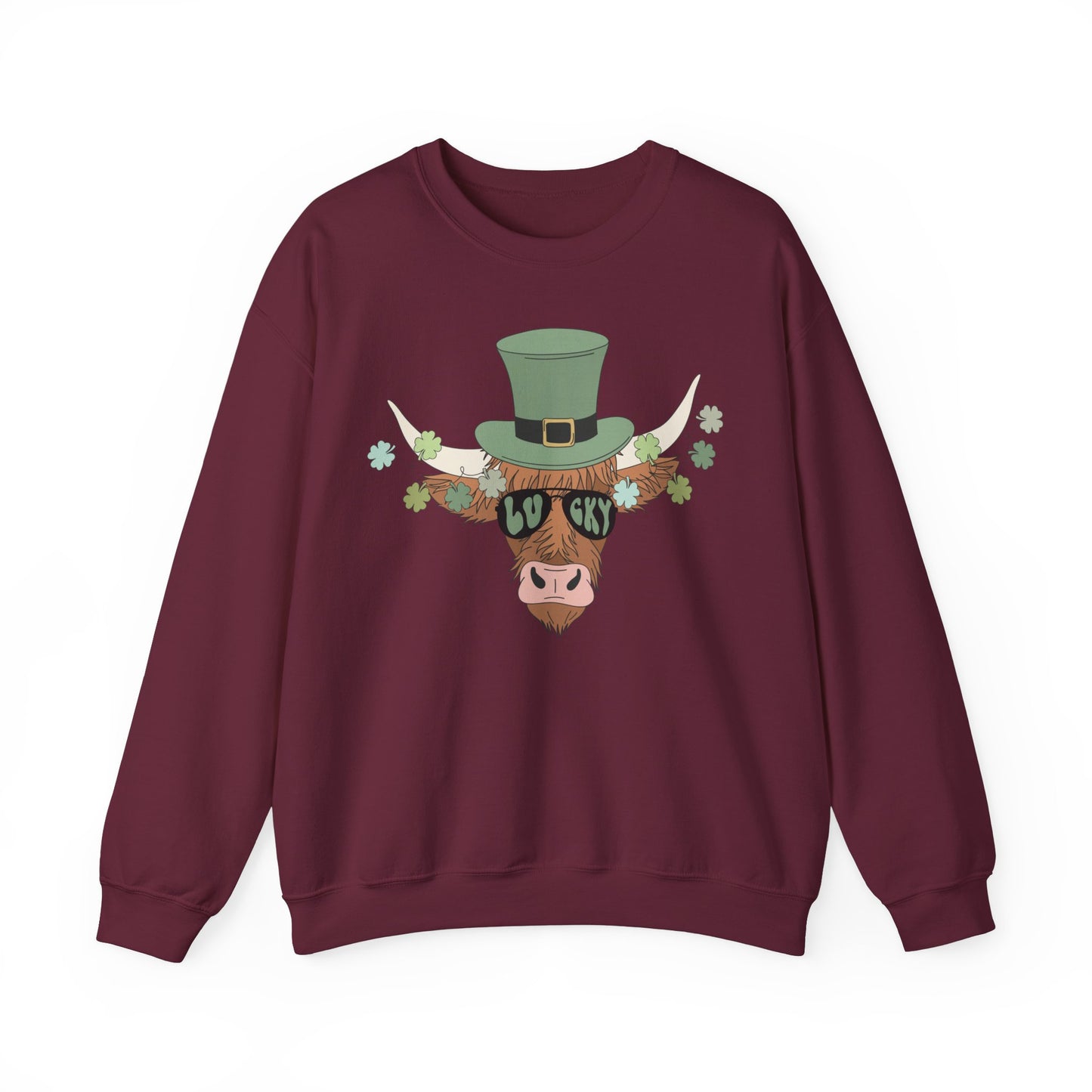 Highland Cow Lover St. Patricks Unisex Crewneck Sweatshirt