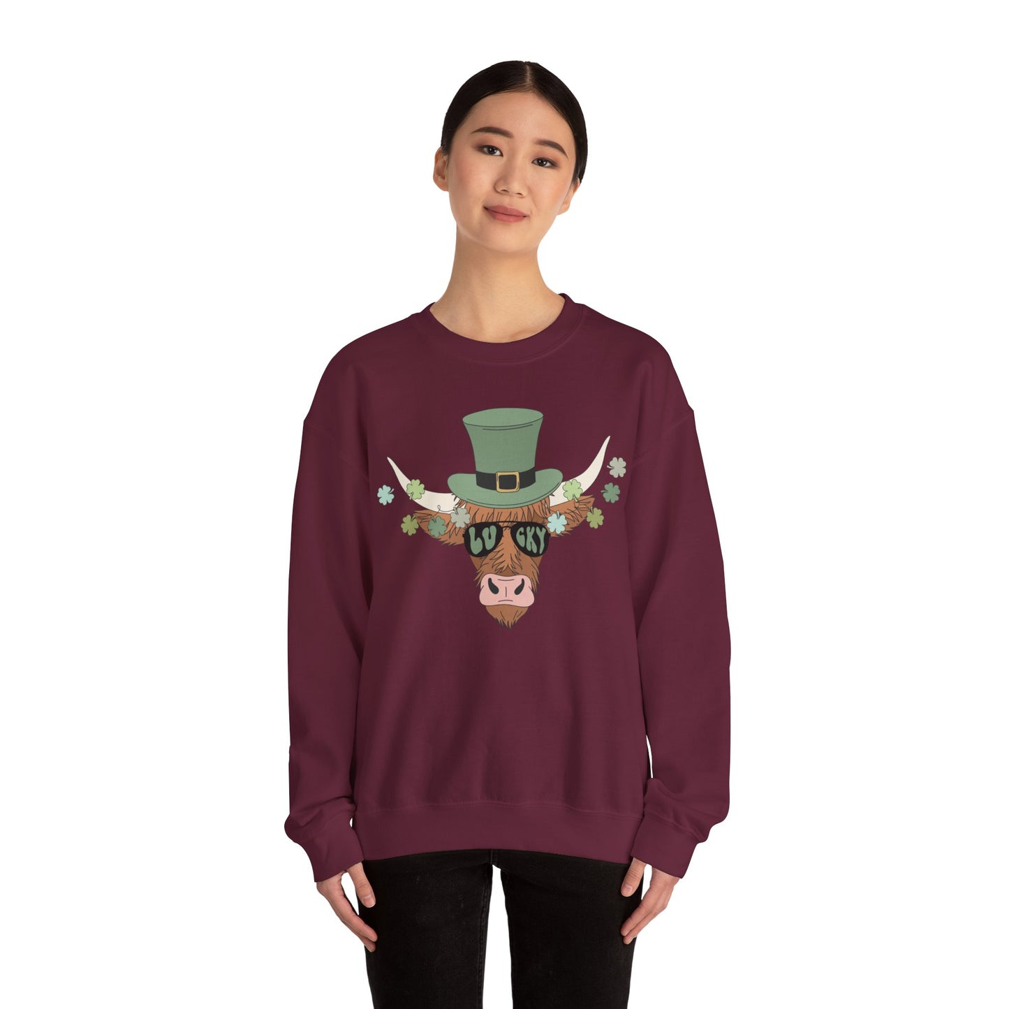 Highland Cow Lover St. Patricks Unisex Crewneck Sweatshirt