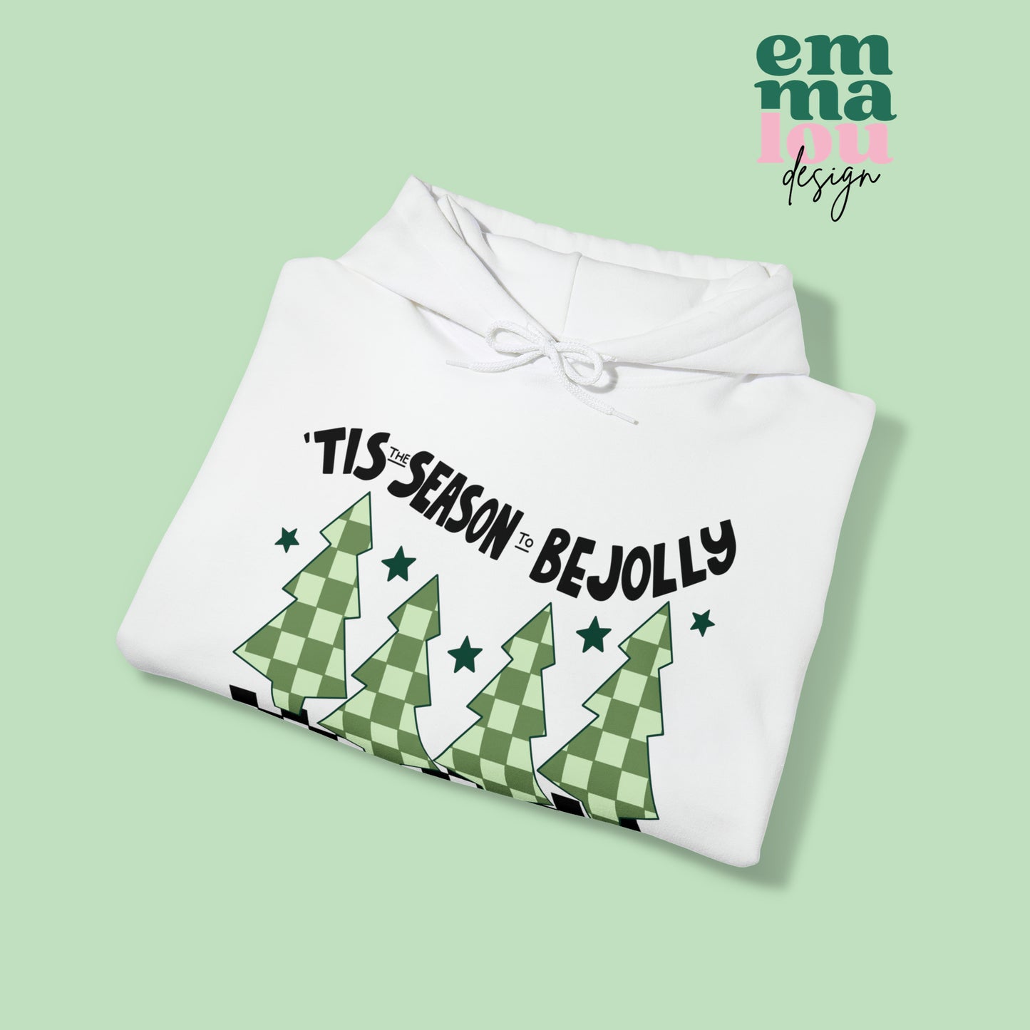 Tis The Season To Be Jolly Checkered Christmas Unisex Hooded Sweatshirt