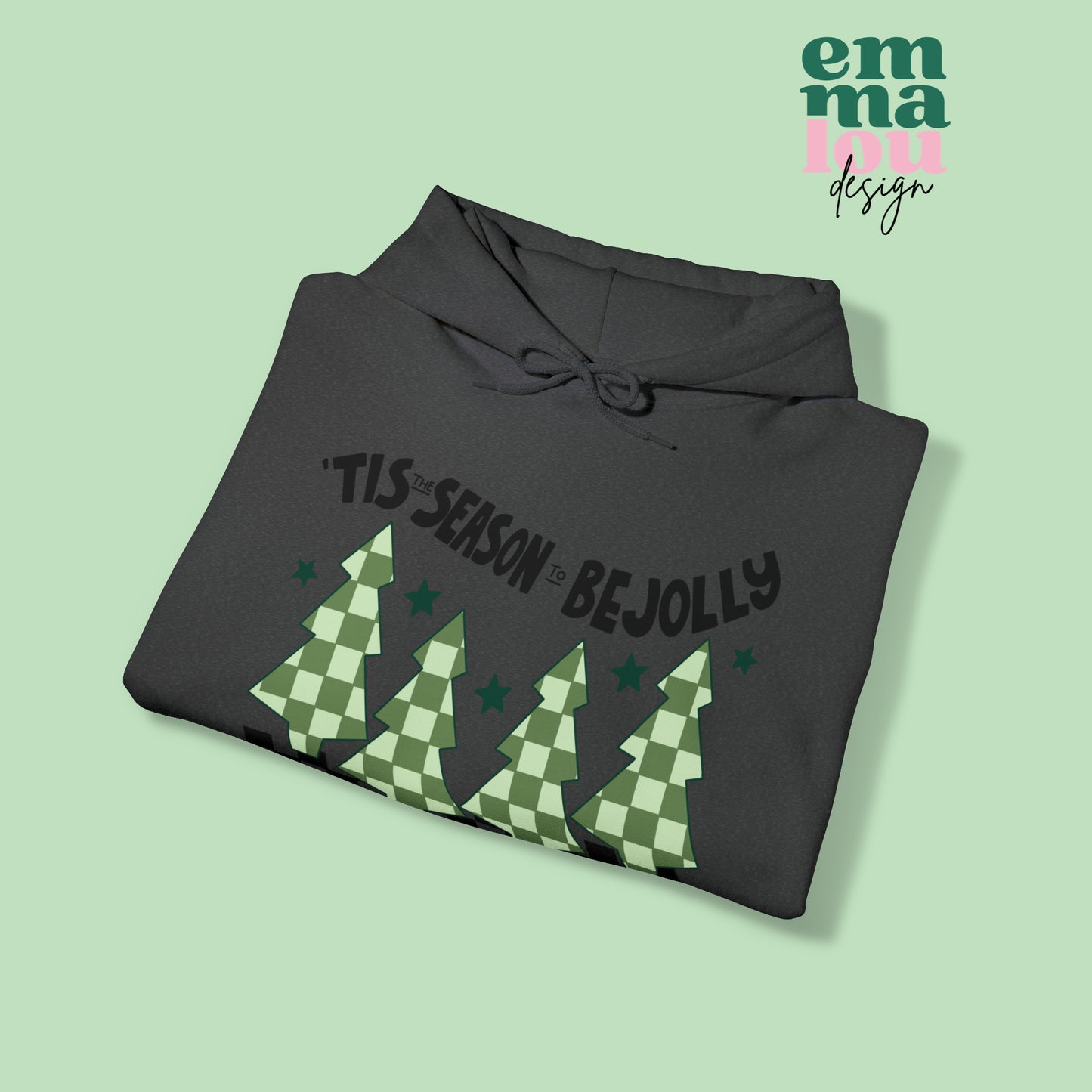 Tis The Season To Be Jolly Checkered Christmas Unisex Hooded Sweatshirt