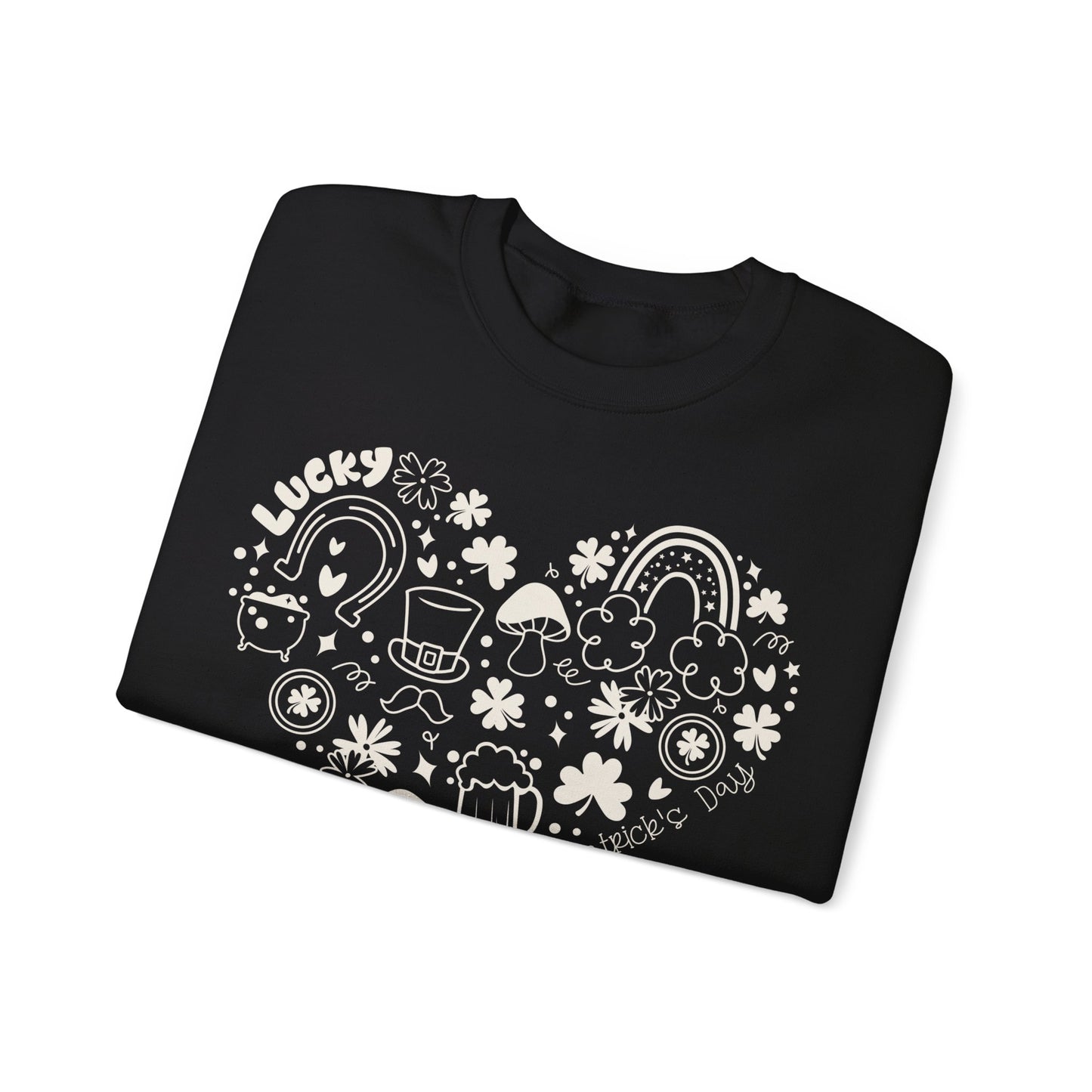 St. Patrick's Day Doodle Heart Unisex Crewneck Sweatshirt