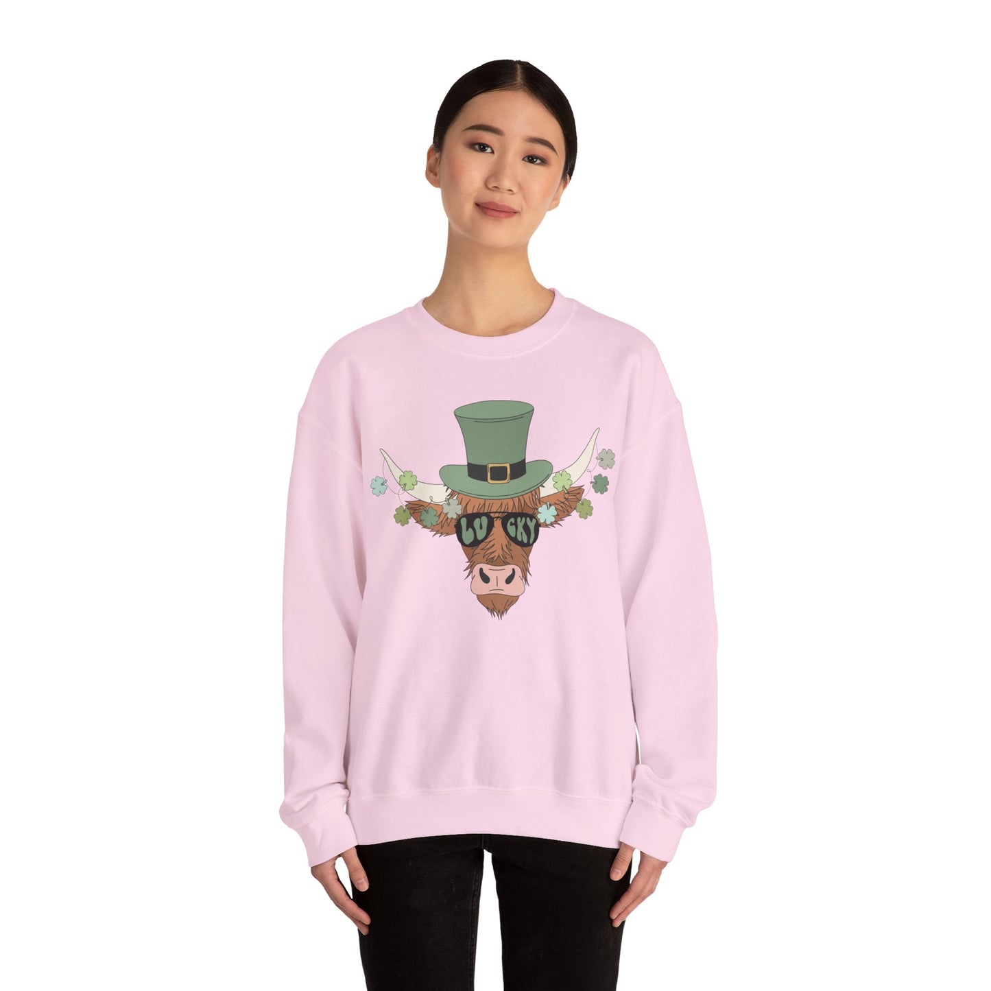 Highland Cow Lover St. Patricks Unisex Crewneck Sweatshirt