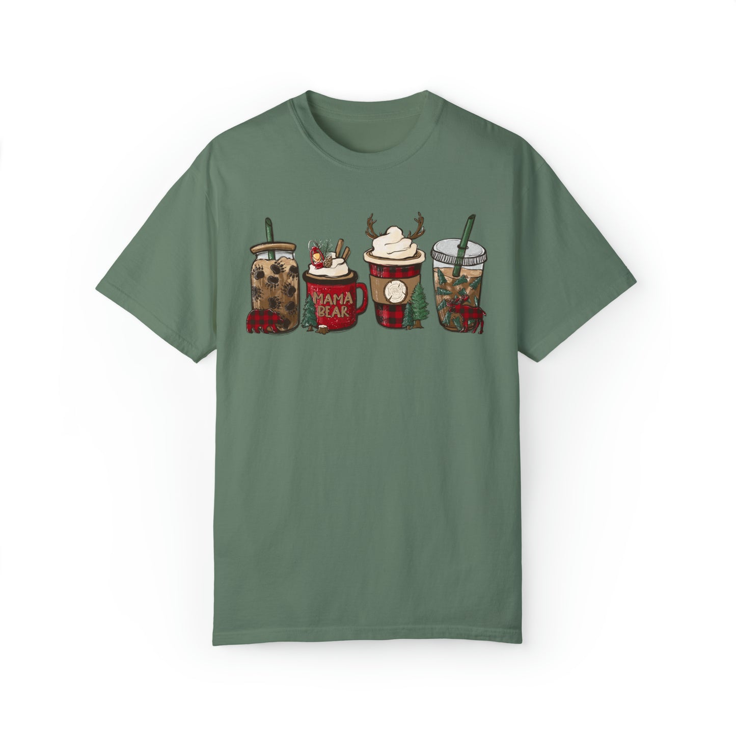 Momma Bear's Mountain Brew Buffalo Plaid Christmas Garment-Dyed T-shirt