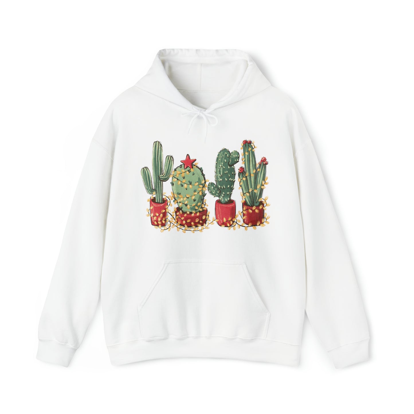 Cactus Christmas Lights Plant Lover Unisex Hooded Sweatshirt