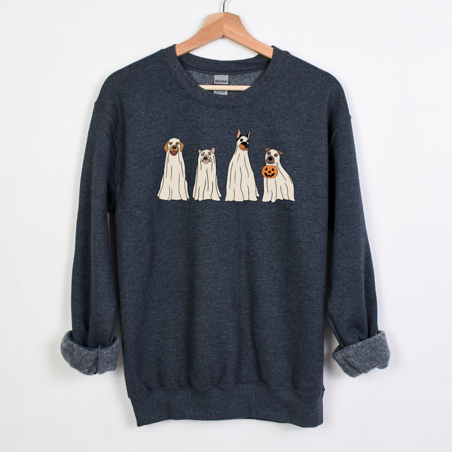 Ghost Dog Spooky Retro Halloween Unisex Sweatshirt