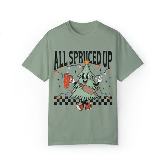 All Spruced Up Christmas Character Holiday Unisex Garment-Dyed T-shirt