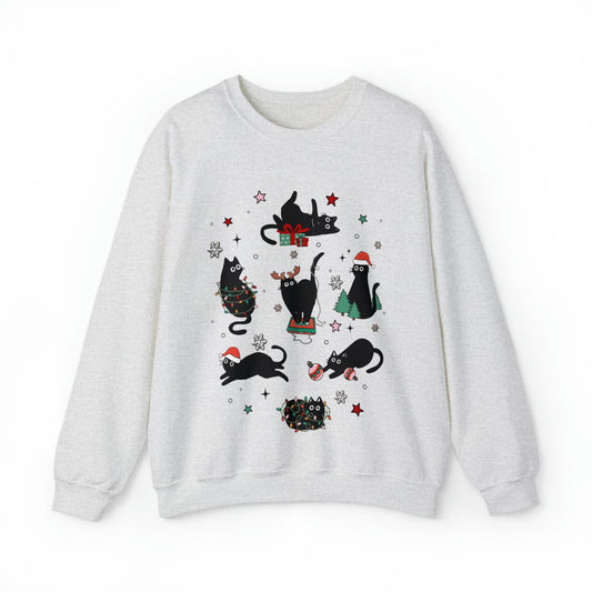 Purr-fectly Festive Black Cat Christmas Unisex Sweatshirt