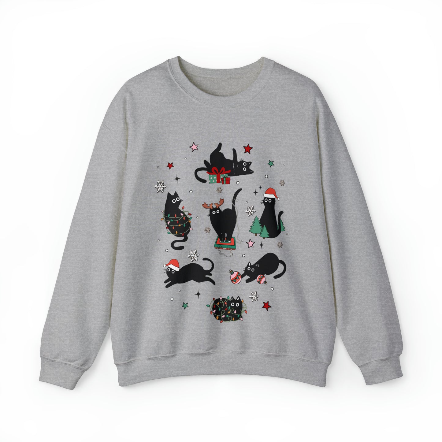 Purr-fectly Festive Black Cat Christmas Unisex Sweatshirt